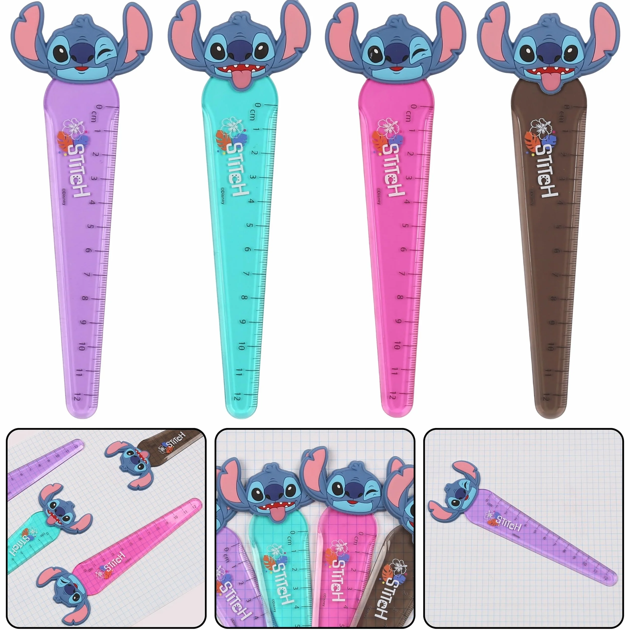 Stitch Linijka dla dzieci, z figurką, szkolna 12 cm