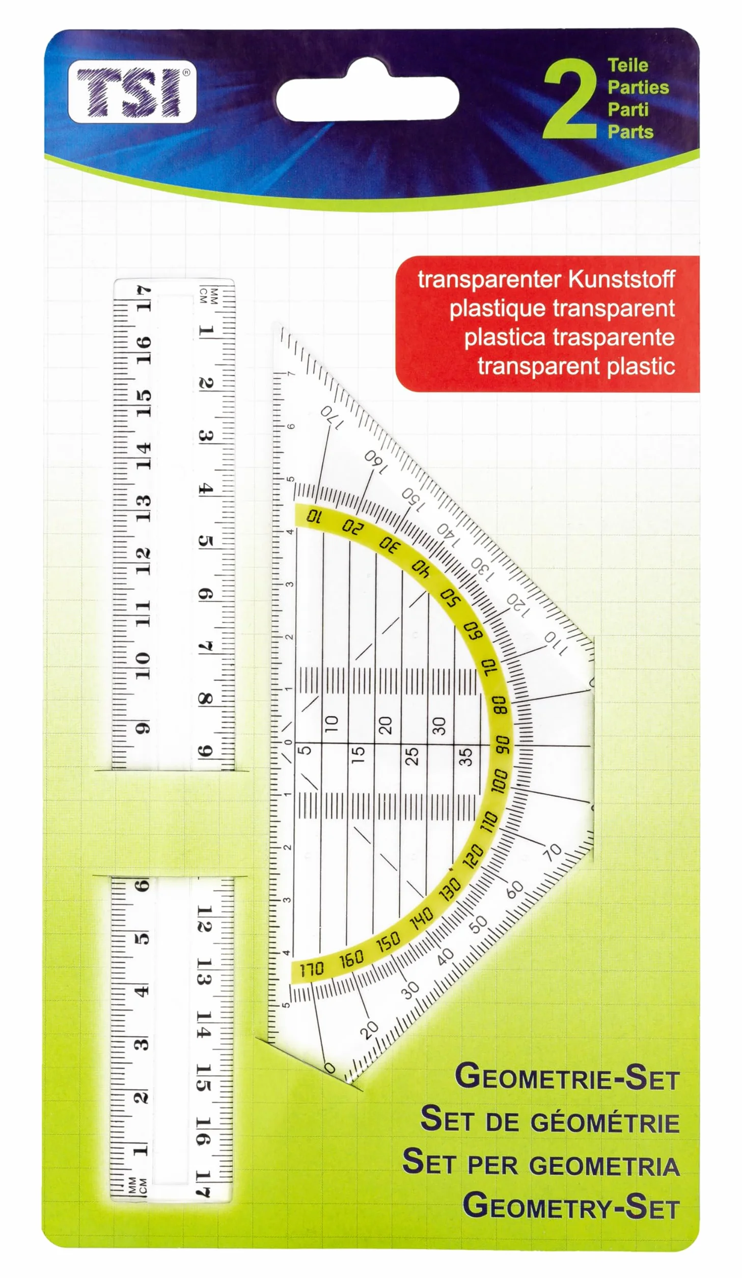 Tsi 46303 Zestaw Geometryczny, Przezroczysty, 17/18 cm