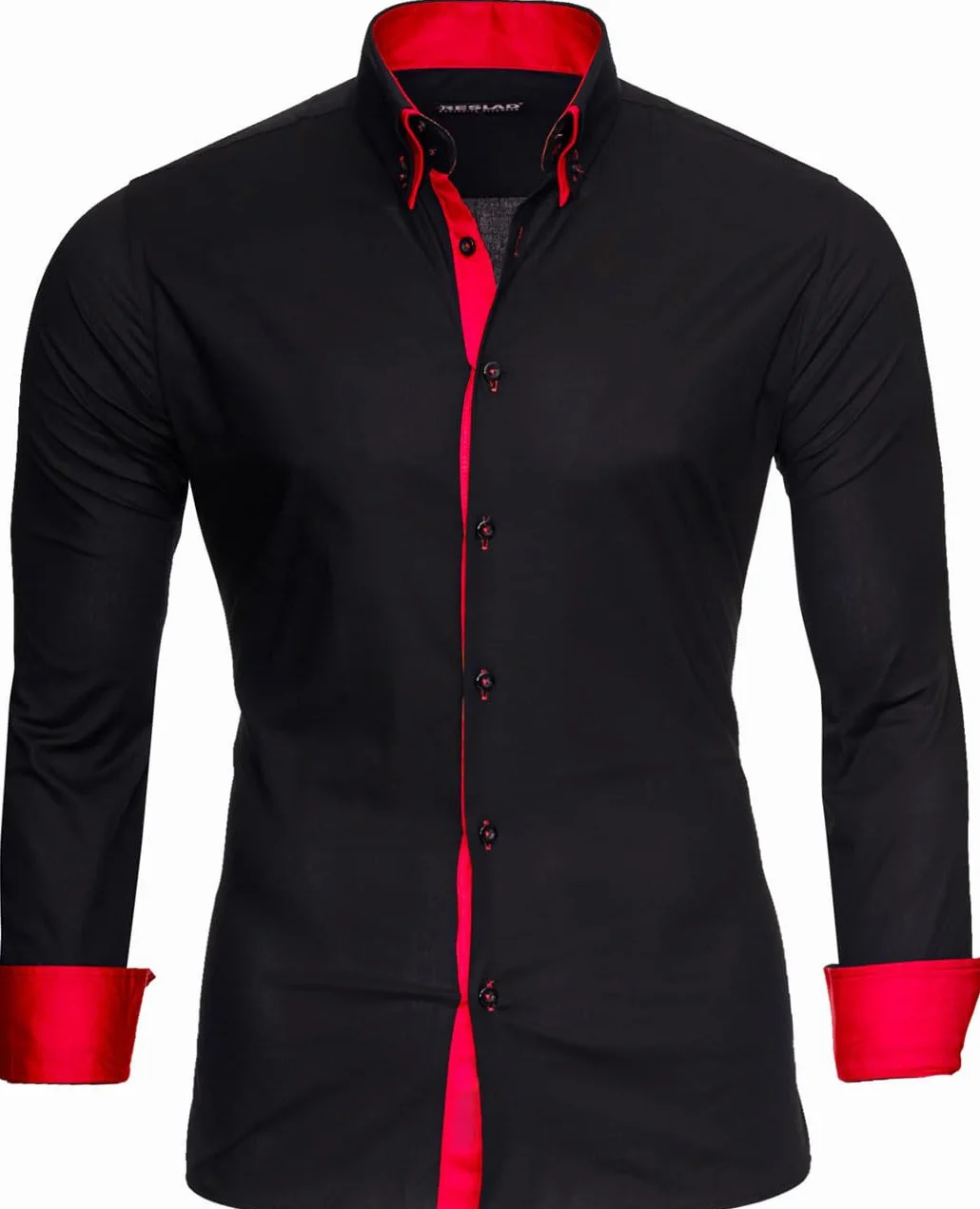 Reslad Koszula męska slim fit kontrastowa koszula z długim rękawem Alabama RS-7050