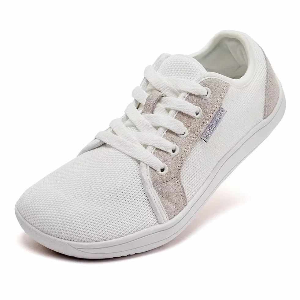 HOBIBEAR Unisex szerokie buty do chodzenia boso dla mężczyzn i kobiet, do biegania w terenie, minimalistyczne, lekkie i oddychające, biały, 42 EU