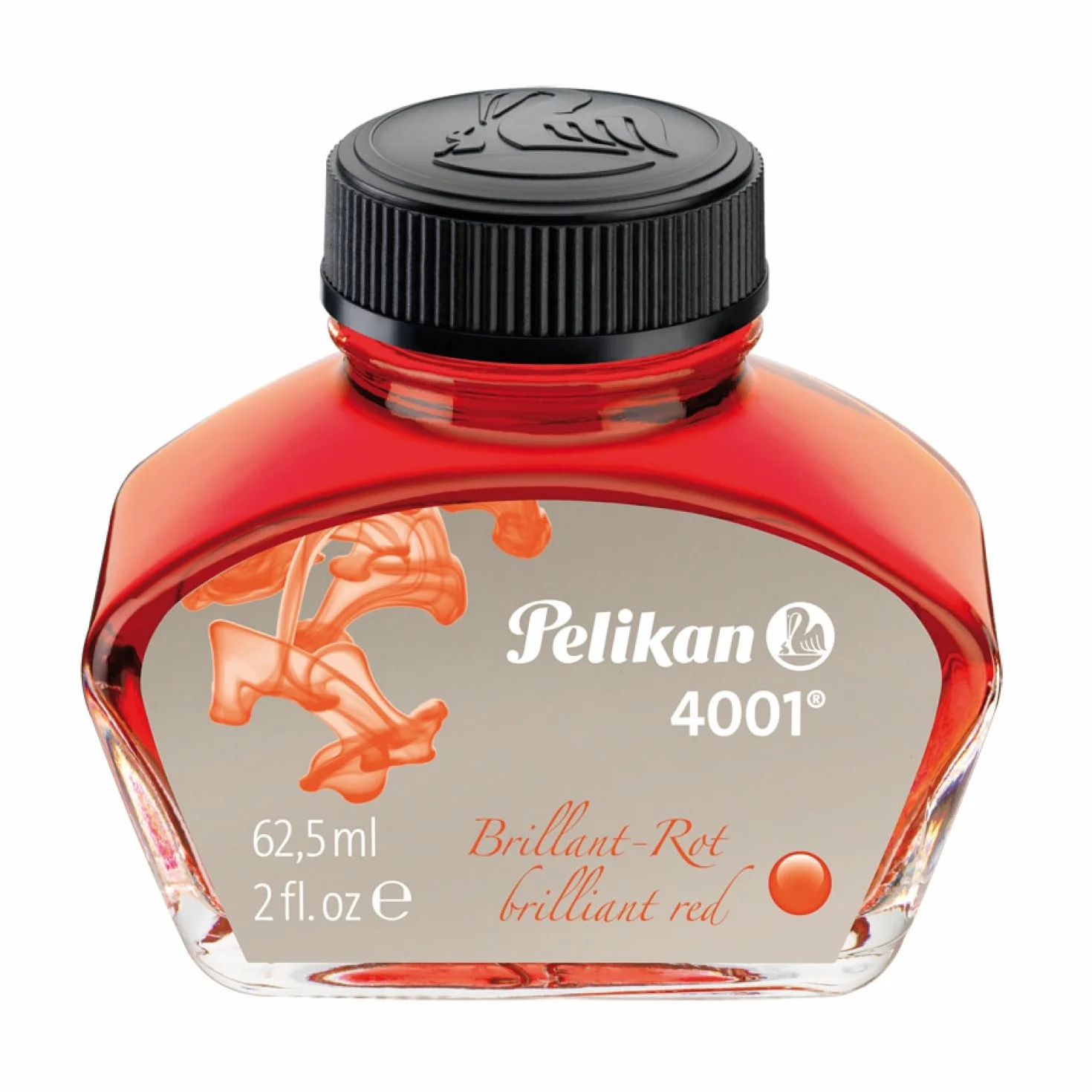 Pelikan® Atrament do piór wiecznych Butelkowy 4001 62,5ml Tusz Kałamarz | Zmywalny Spiralny Intensywny kolor | Kaligrafia Pisanie ręczne Do szkoły Pracy Biura | Czerwony
