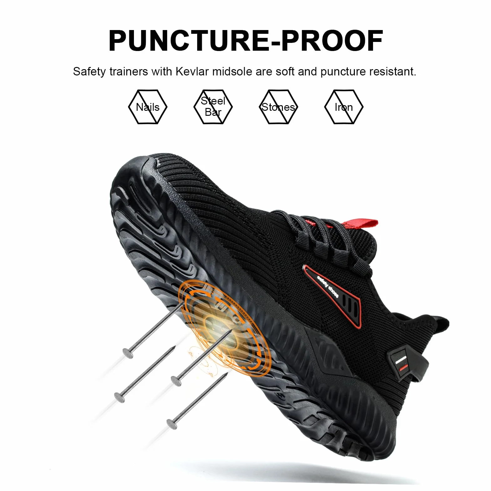 Hitmars Buty ochronne, męskie, robocze, damskie, stalowe noski, buty do gotowania, wygodne, sportowe, do kuchni, antypoślizgowe, do pracy, czarne, EU36-48