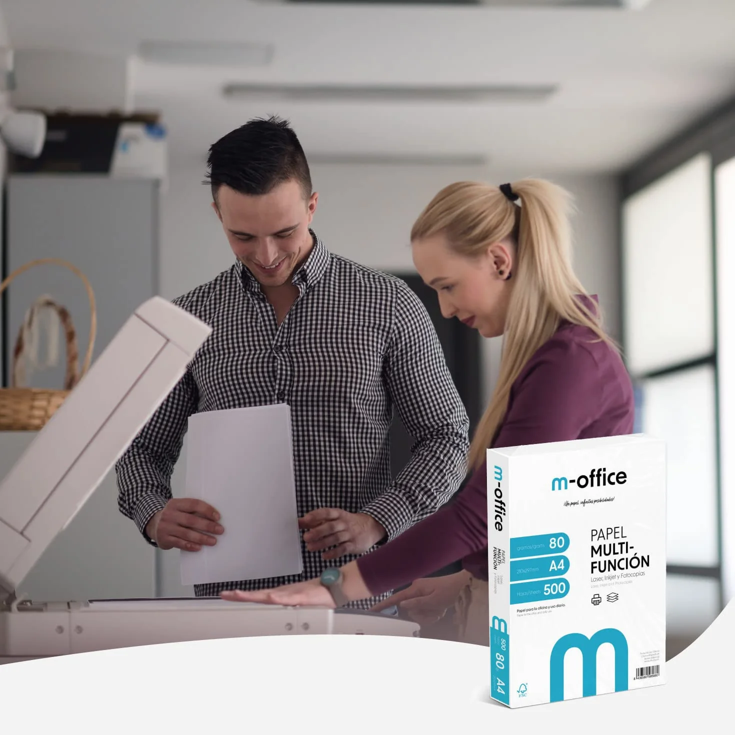 Pakiet Folios A4 80gr, pakiet 500 arkuszy, papier wielofunkcyjny do drukarek atramentowych i laserowych, arkusze A4 210 x 297 mm idealne do biura domowego · m-office (500 arkuszy)
