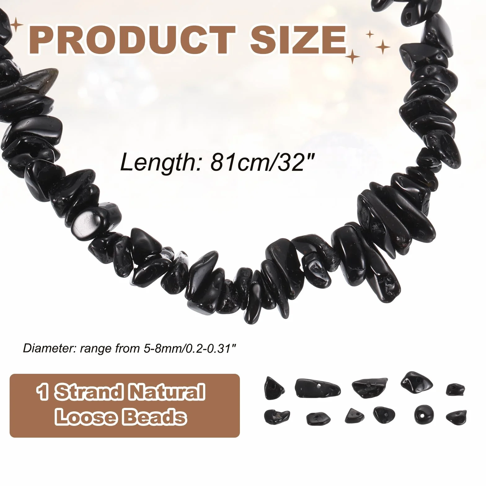 QUARKZMAN 32" 5-8 mm czarny kamień naturalny kamień turmalin stringi chipsy swobodnie formowane koraliki luźne klejnoty nieregularne kamienne koraliki przekłute (czarny)