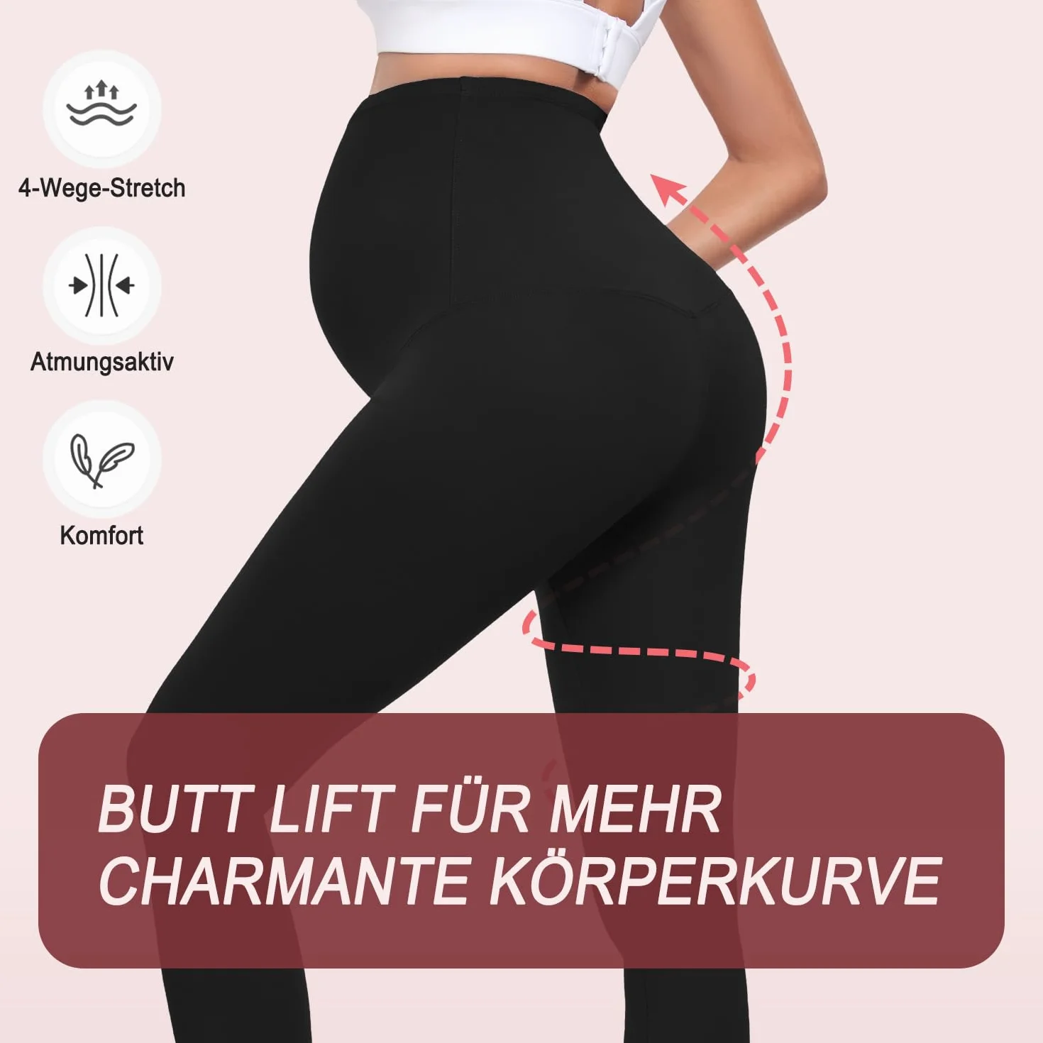 ACTINPUT Legginsy ciążowe damskie, nieprzezroczyste, z wysokim stanem, elastyczne, dla kobiet w ciąży