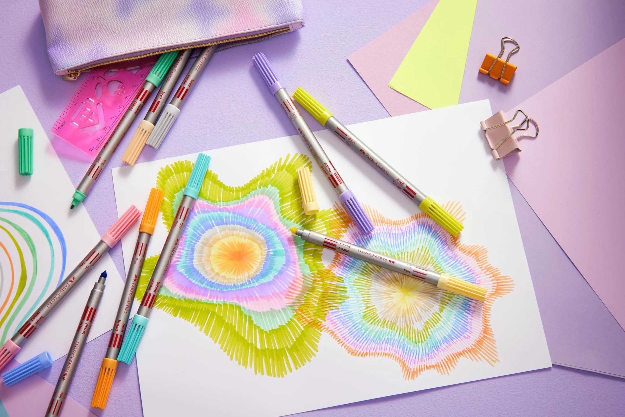 Faber-Castell 151112 - Zestaw pastelowych flamastrów, 10 dwustronnych flamastrów dla dzieci i dorosłych