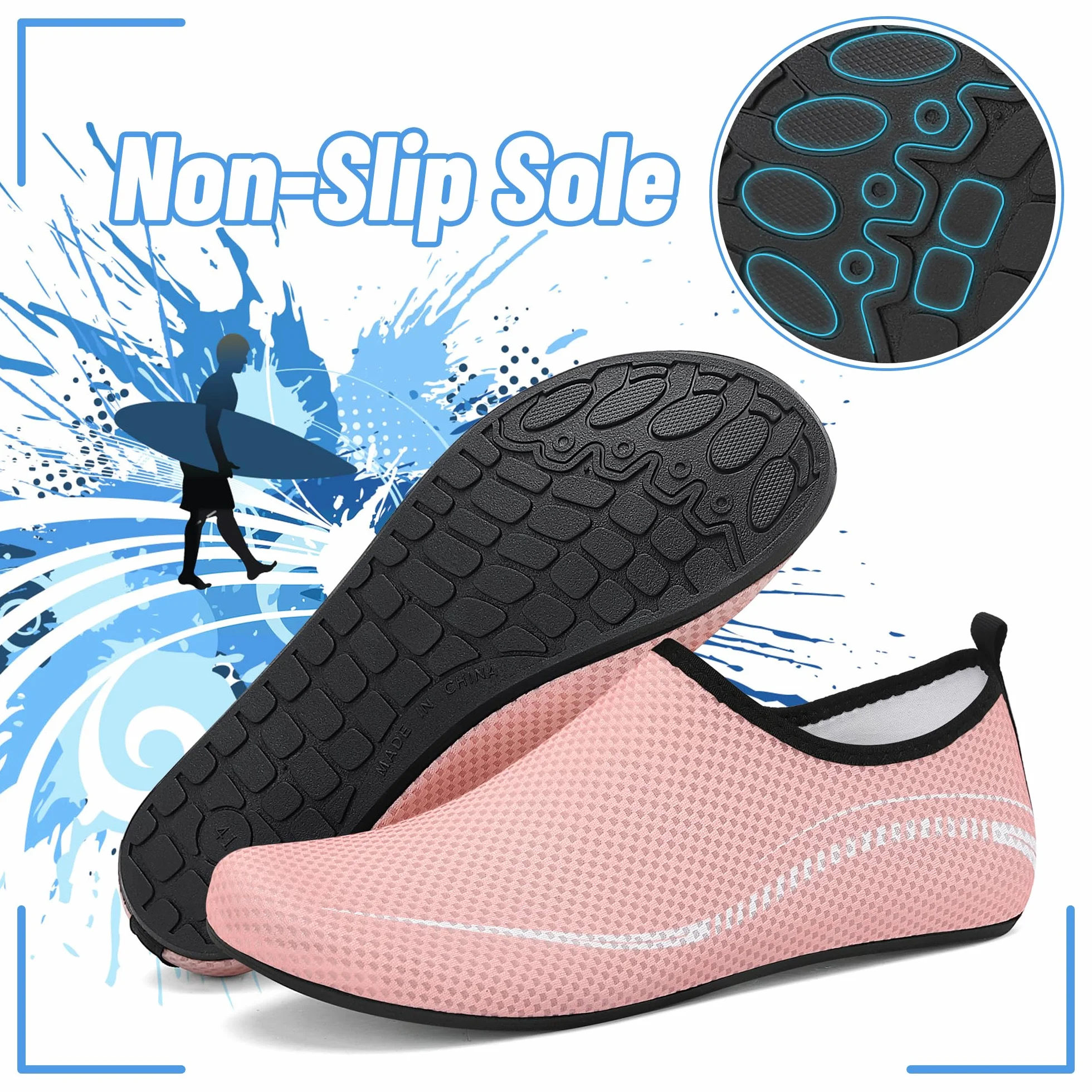 Buty do Wody Water Shoes Buty do SportóW Wodnych Lekkie Buty do PłYwania Buty PlażOwe Buty do Jogi Buty do Surfowania dla Kobiet I MężCzyzn.Różowy, 41EU