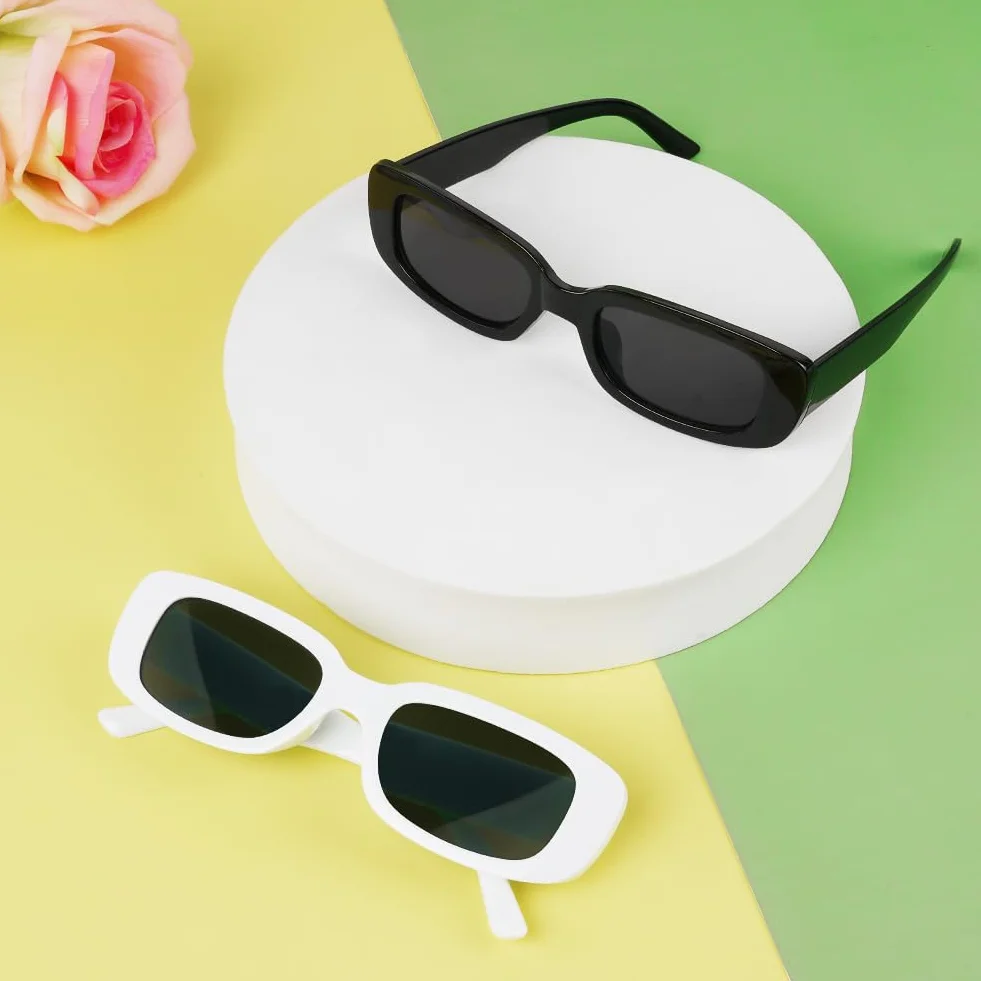 Ainiv Okulary przeciwsłoneczne w kształcie serca, 2 sztuki, retro, kocie oko, ochrona przed słońcem UV400, unisex, na imprezę, podróż, sesję zdjęciową