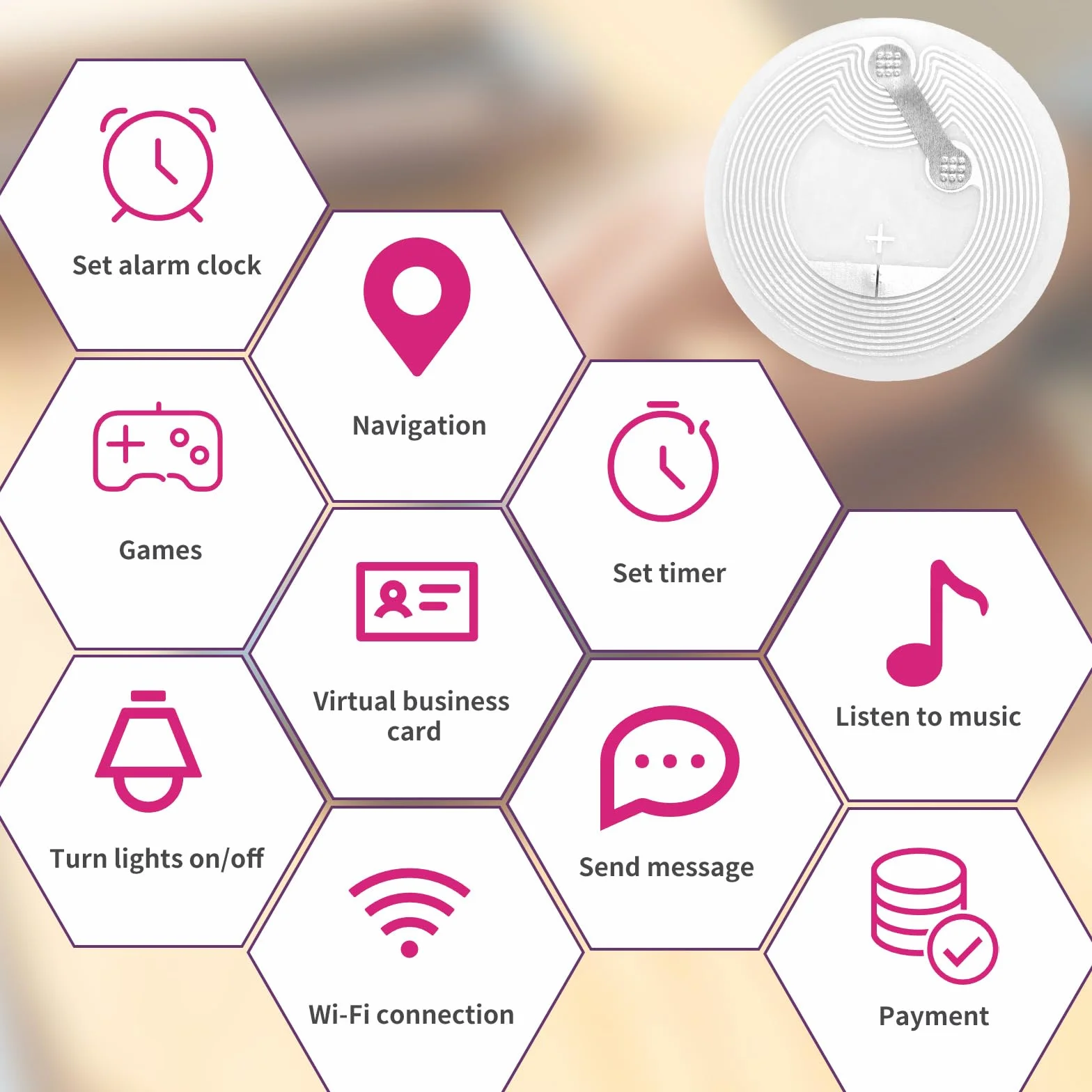 30szt Naklejek NFC, 25mm Przezroczyste Etykiety PET z Chipem 215 504-Bajtowe Etykiety Samoprzylepne Wielokrotnego Zapisu Kompatybilne ze Wszystkimi Smartfonami i Urządzeniami z Obsługą NFC