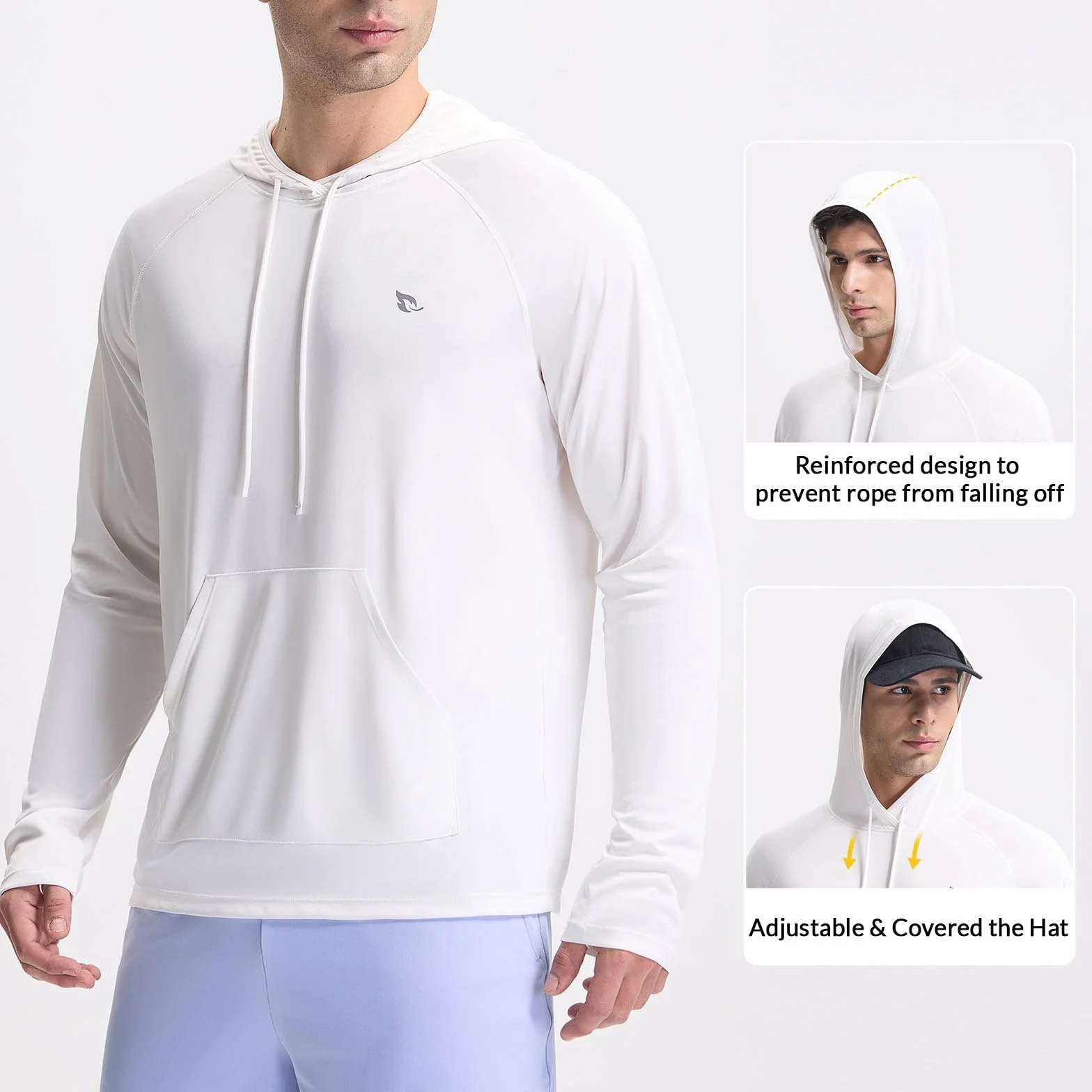 BALEAF Rashguard męska koszulka z długim rękawem, szybkoschnąca, UPF 50+, bluza z kapturem, z długim rękawem