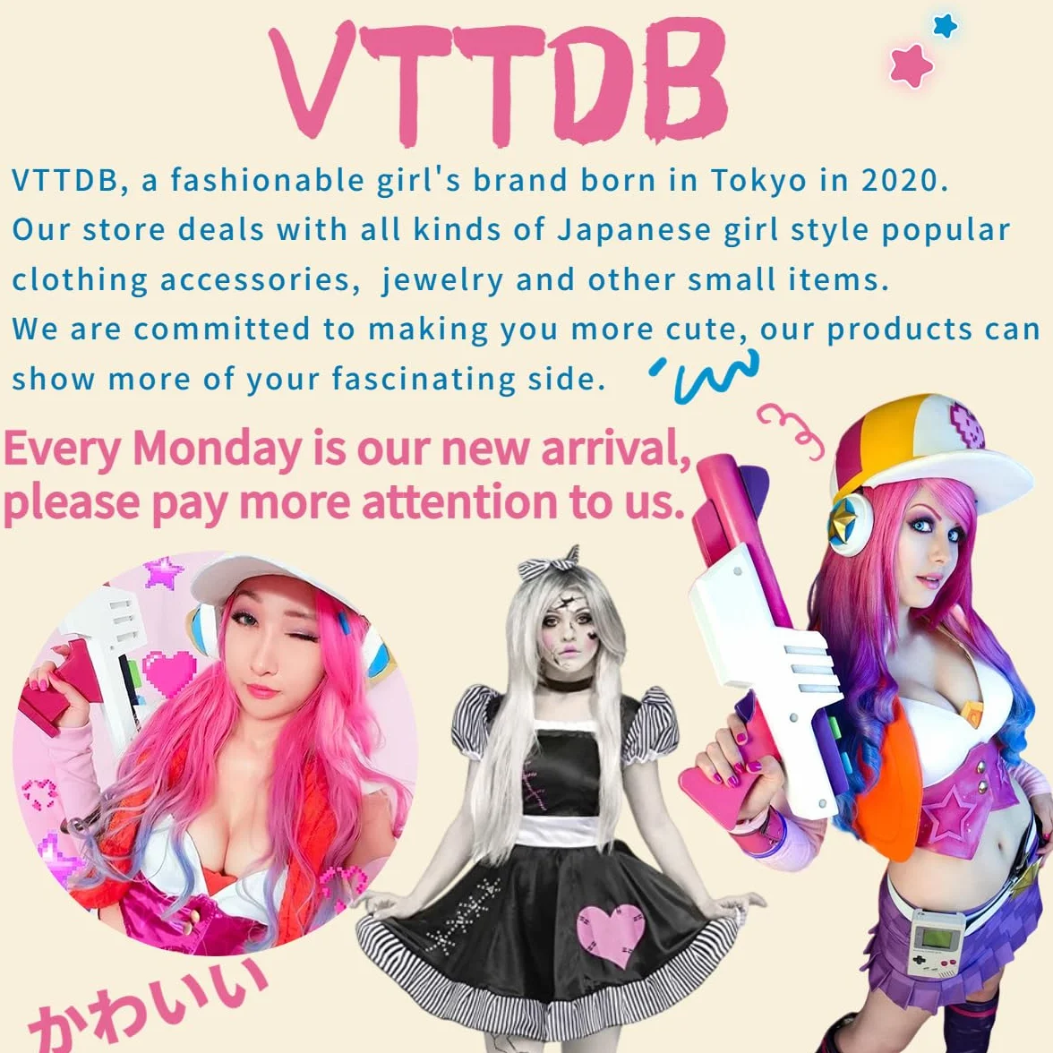 VTTDB Ocieplacz na ramiona, uroczy, dla kobiet, kawaii, harajuku, Y2k, japoński ocieplacz na ramiona dla dziewcząt, gotyckie rękawiczki bez palców, dzianinowy rękaw na ramię