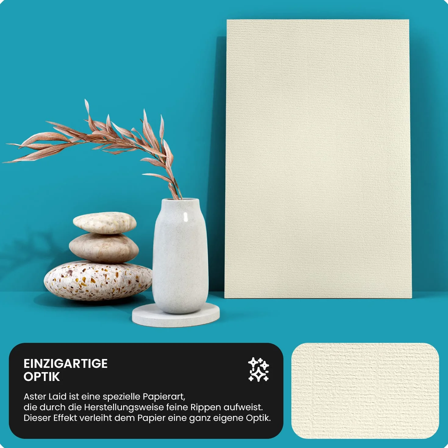 Netuno 50 x papier żebrowany w kolorze kości słoniowej A4, 297 x 210 mm, 120 g, Aster Laid Ivory papier teksturowany, elegancki karton prążkowany, karton z wzorem, do majsterkowania, kartki