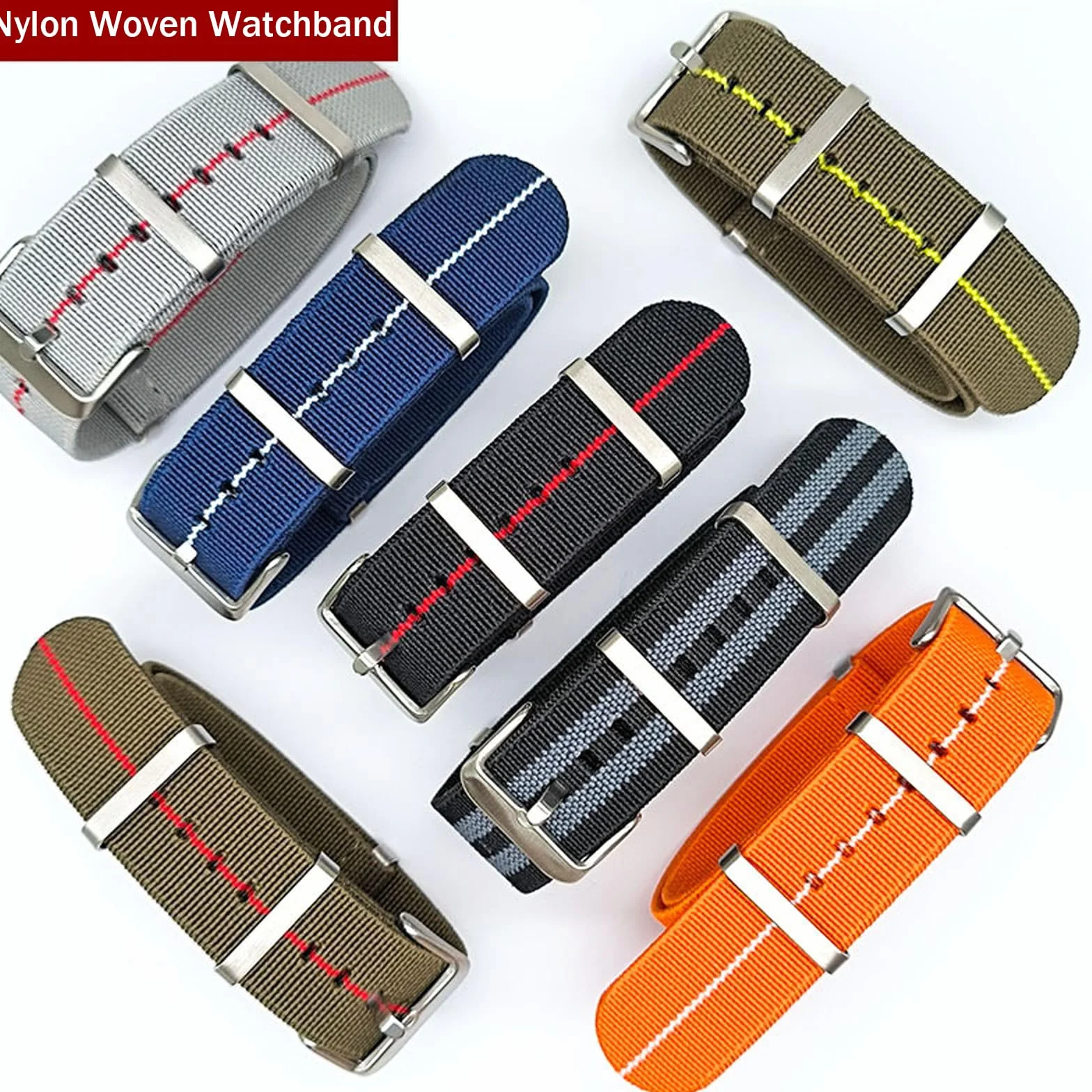 Pasek do zegarka z nylonu elastycznego w stylu wojskowym, 18, 20, 22mm, z wysokiej jakości nylonu, w paski, jednoczęściowy, do zegarka, do smartwatcha, wymienny, dla mężczyzn i kobiet