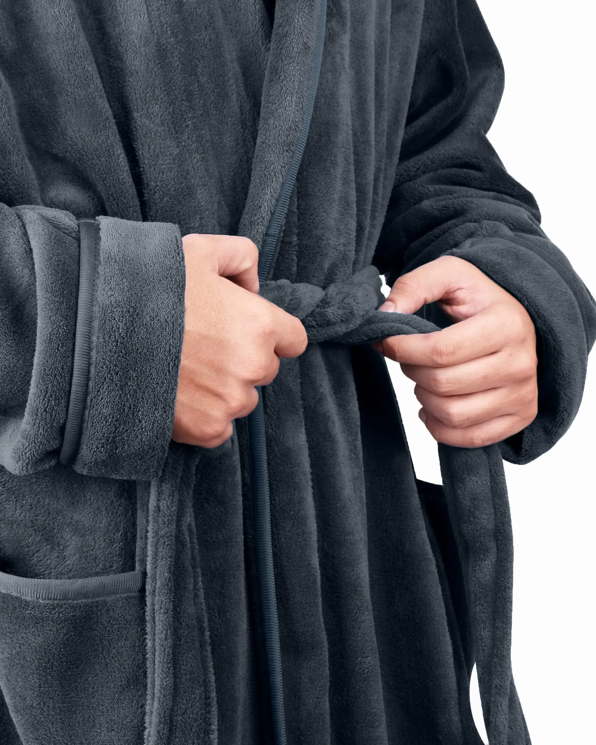 NY Threads Luksusowy szlafrok męski | Super miękki męski szlafrok polarowy | Przytulna pluszowa odzież domowa i nocna z kapturem