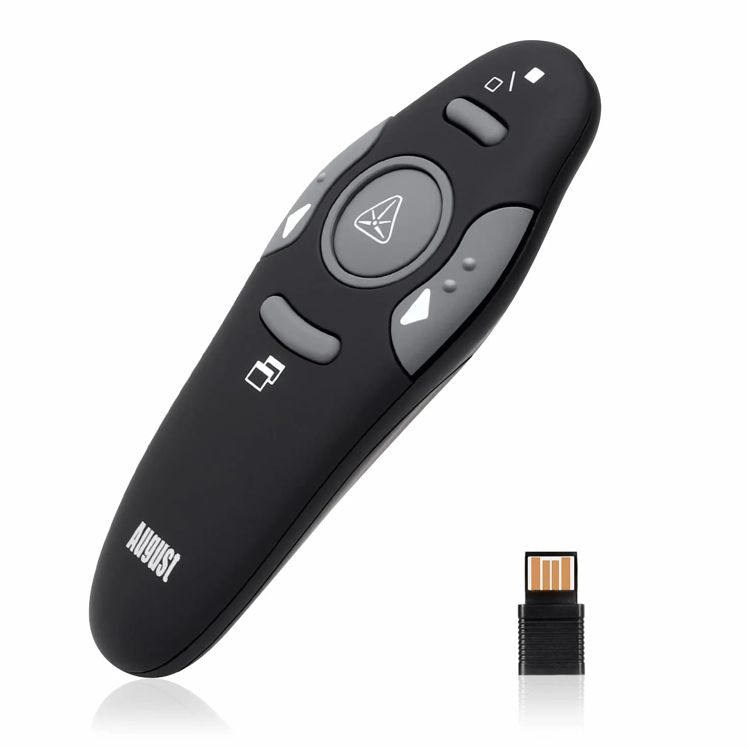 Bezprzewodowe wskaźniki prezentacyjne - August LP205 - pilot do prezentacji PowerPoint pokaz slajdów Clicker wskaźnik laserowy do Windows i Mac [czarny]