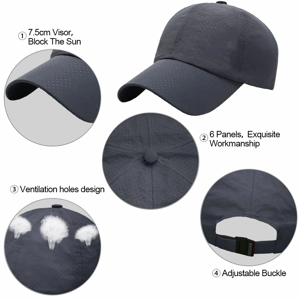 Baynetin Czapka baseballowa, męska, oddychająca, szybkoschnąca, siatka, do noszenia w czasie wolnym, odporna na promieniowanie UV, regulowana, czapka sportowa