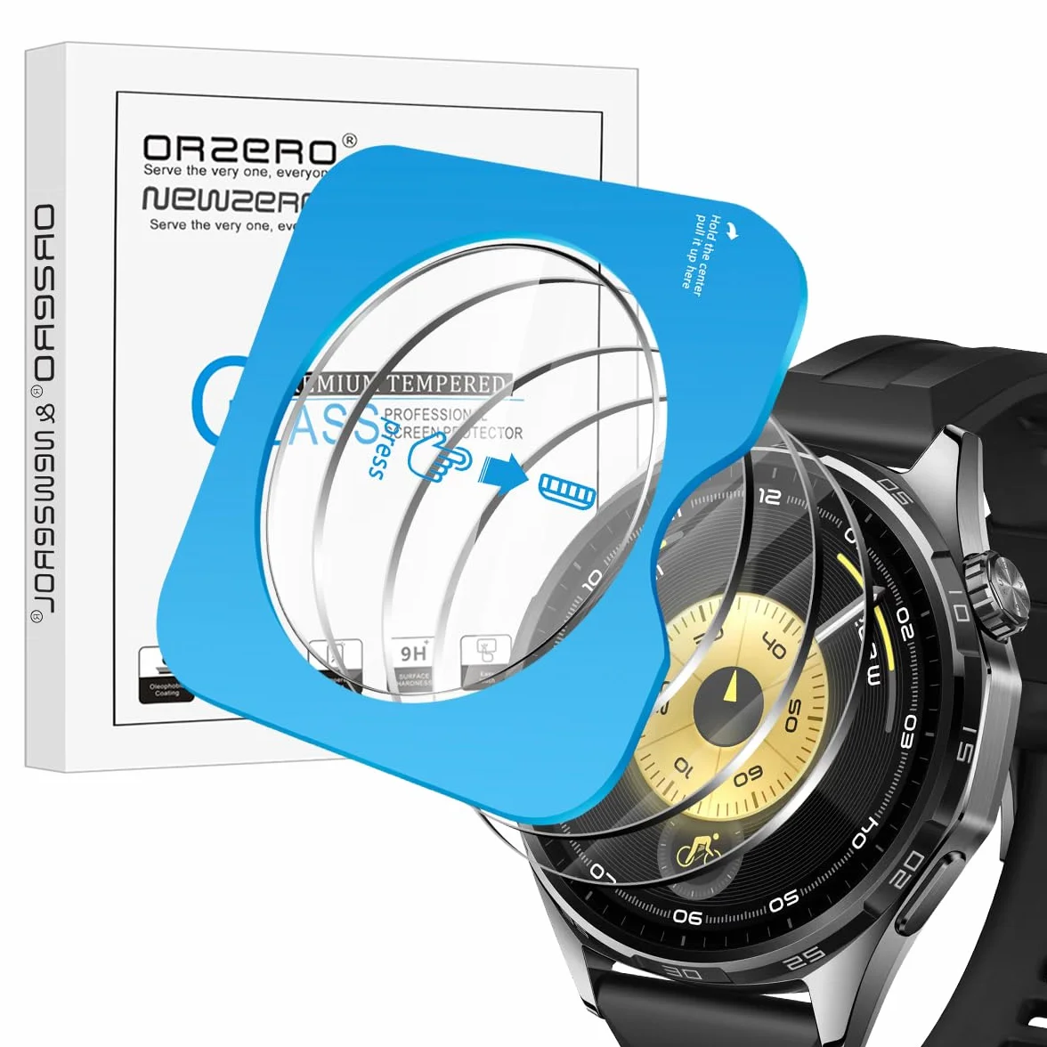 NEWZEROL Szkło hartowane do Huawei Watch GT 6 46 mm z ramą montażową, bez pęcherzyków powietrza, ochrona ekranu, 3 sztuki, ochrona ekranu