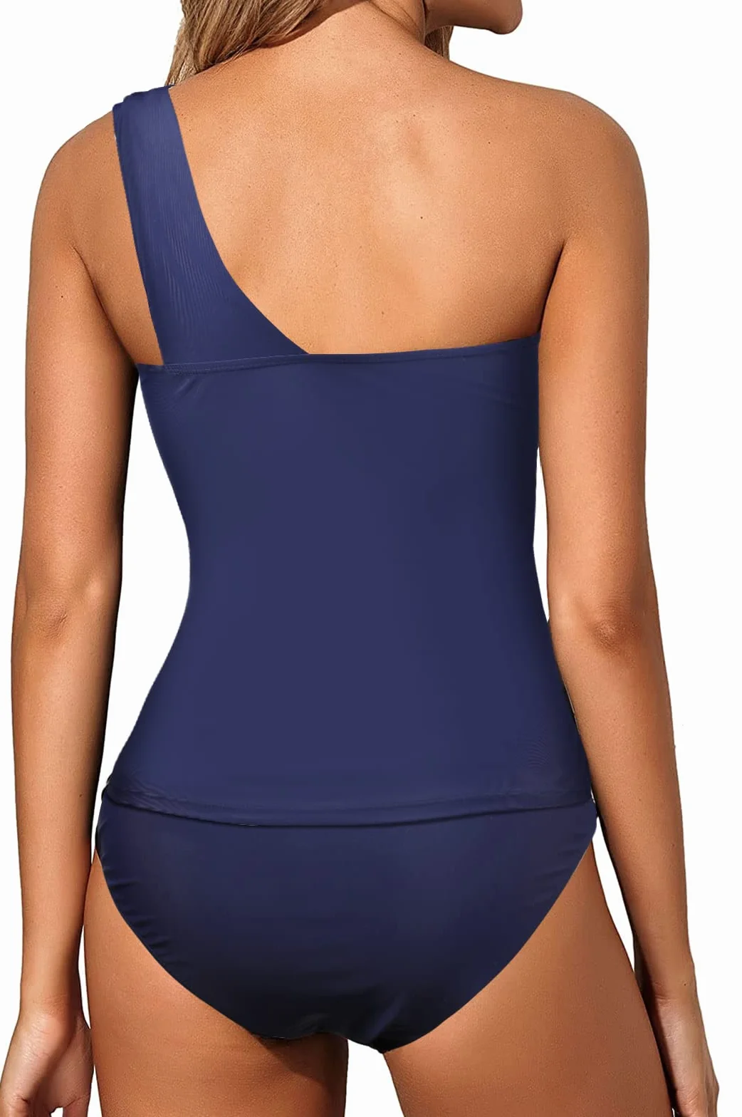 Damski dwuczęściowy strój kąpielowy, wysoki stan, tankini na jedno ramię, moda kąpielowa, moda kąpielowa