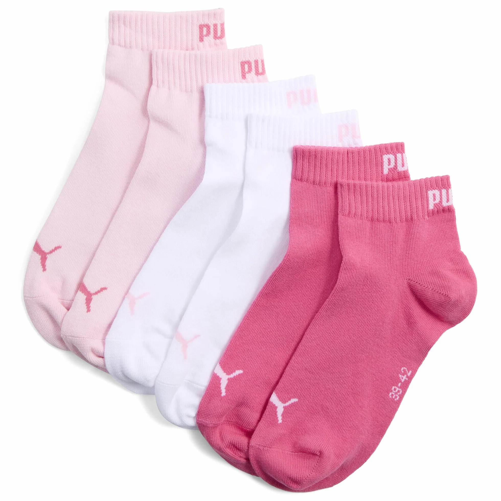 PUMA Unisex Plain Quarter 3-pak, różowy (pink lady), 35-38
