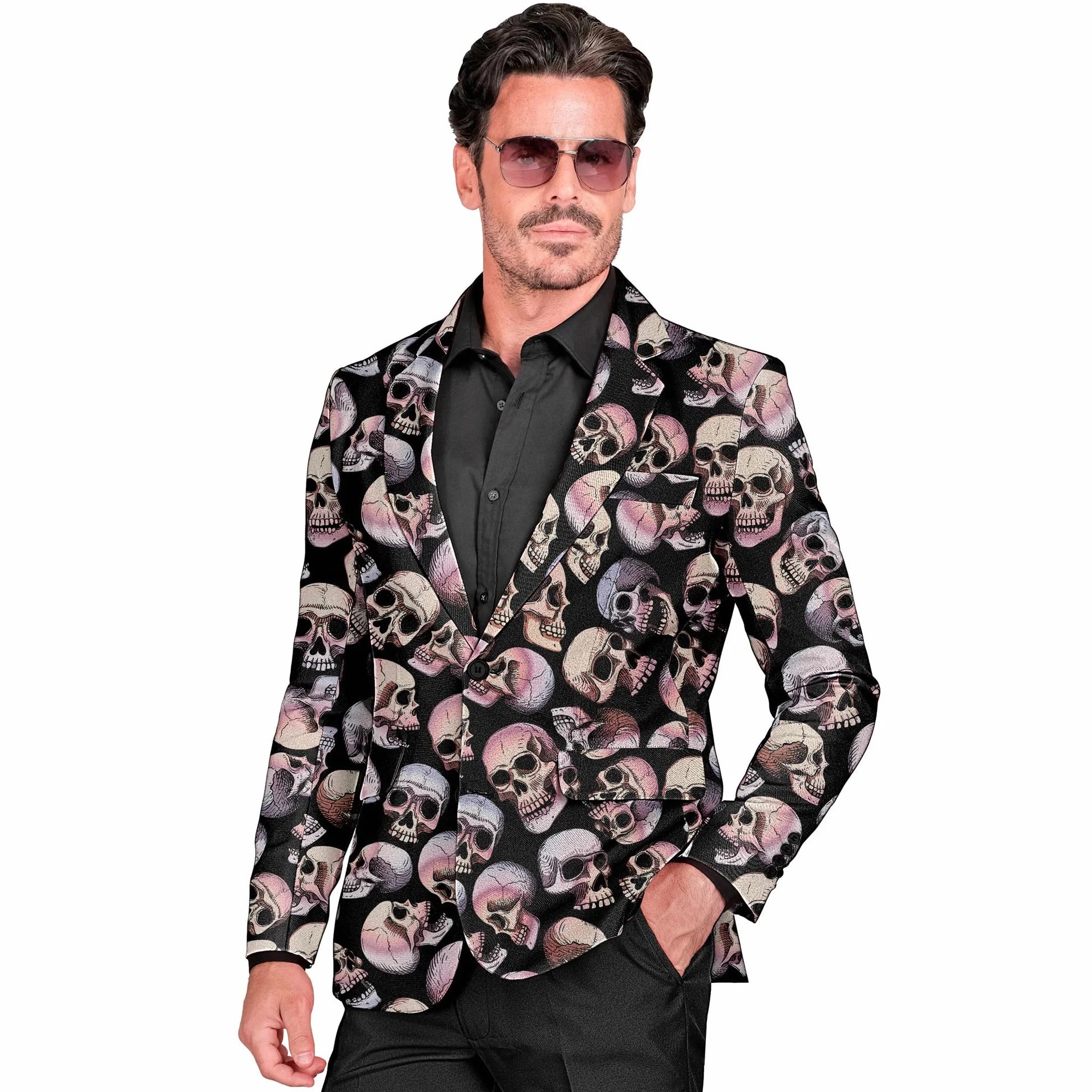W WIDMANN MILANO Party Fashion - Kurtka męska, kurtka garniturowa, świeci w świetle UV, przebranie na Halloween