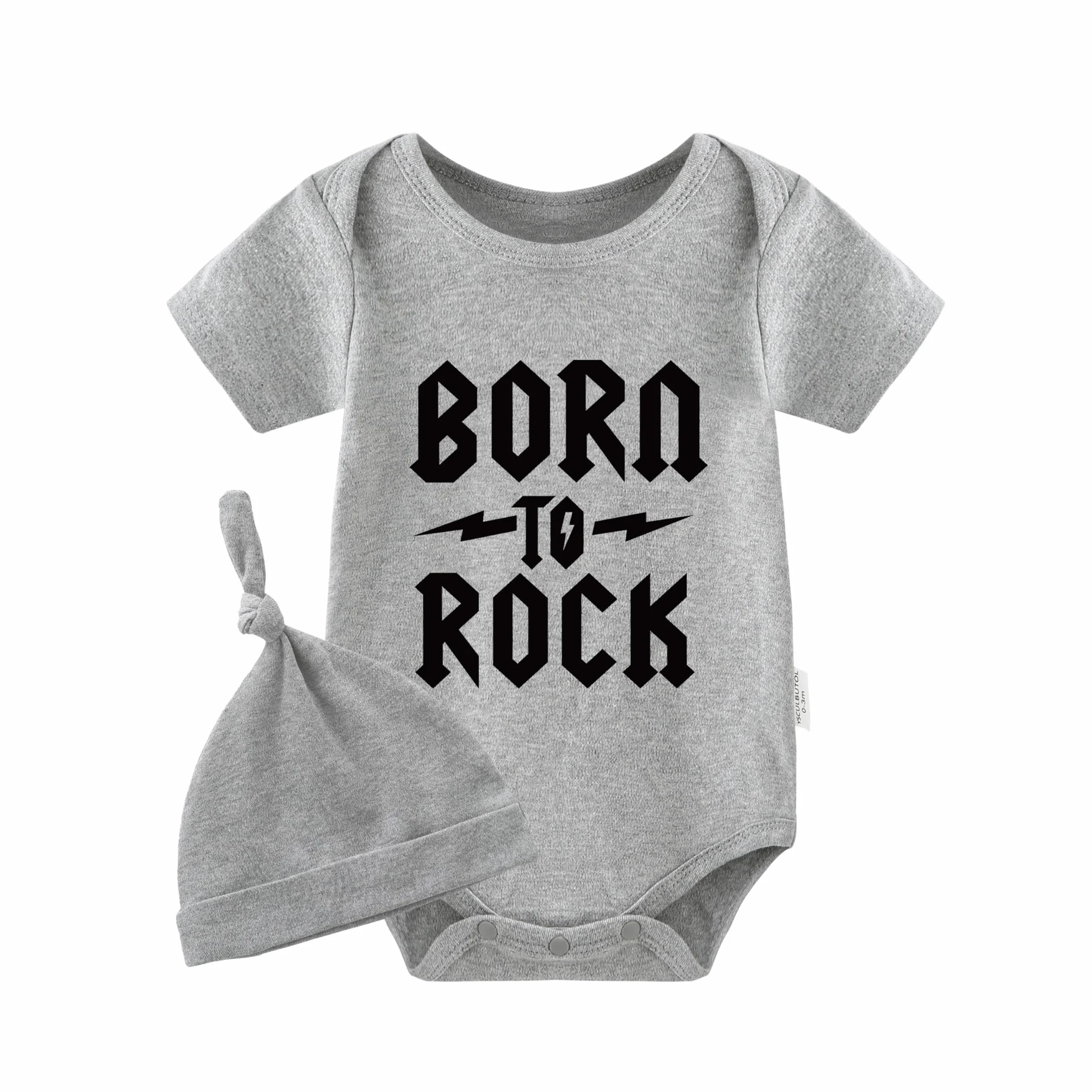 Dziecięce śpioszki dla bliźniaków Born To Rock Fun body dla chłopców i dziewczynek, prezent z krótkim rękawem, odzież bliźniaczka, z kapeluszem