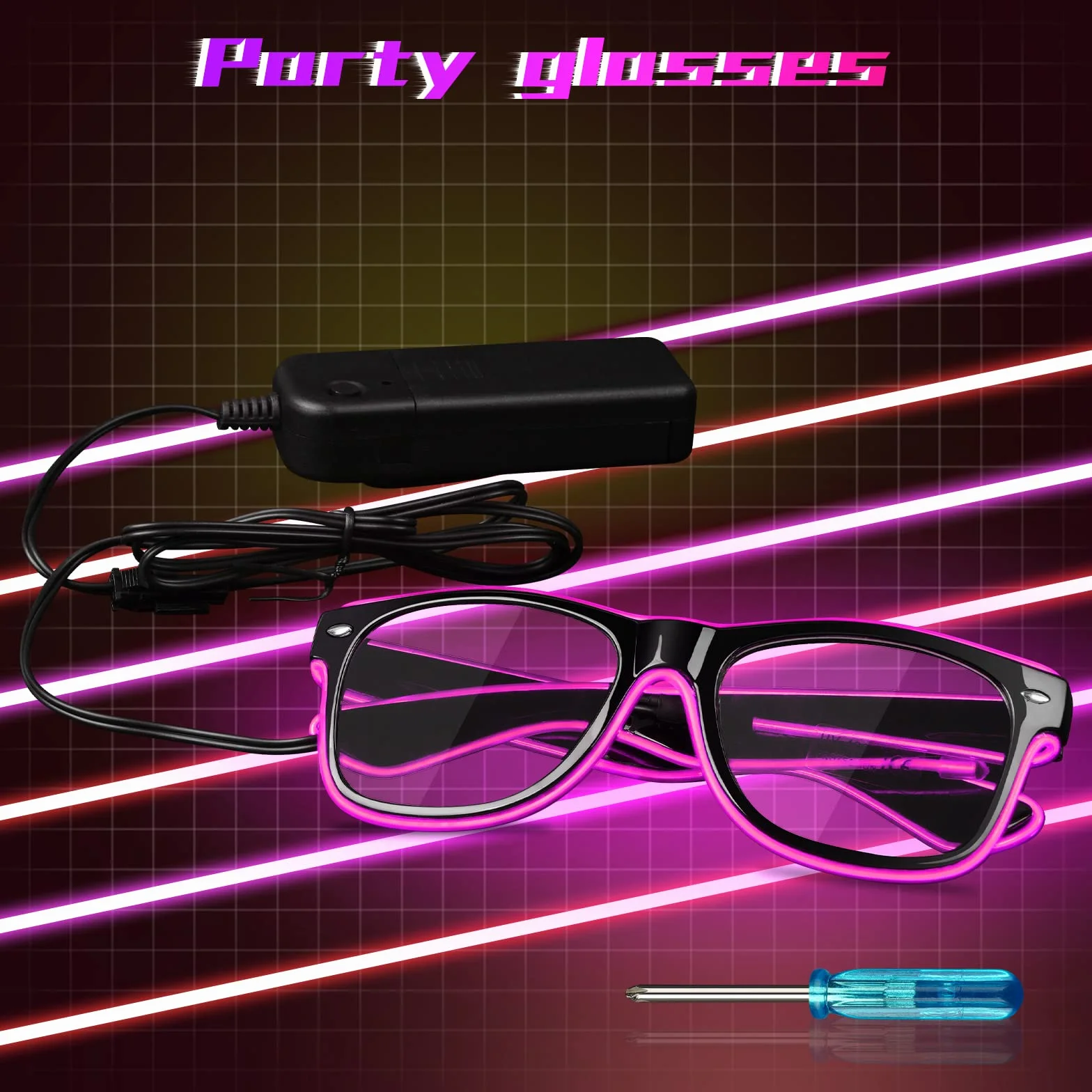 flintronic Okulary LED, okulary imprezowe, okulary LED, Cyberpunk, okulary LED, 7 kolorów, 5 trybów światła, regulowany kolor na Halloween, imprezę cosplay, dyskotekę, bar, festiwal muzyczny