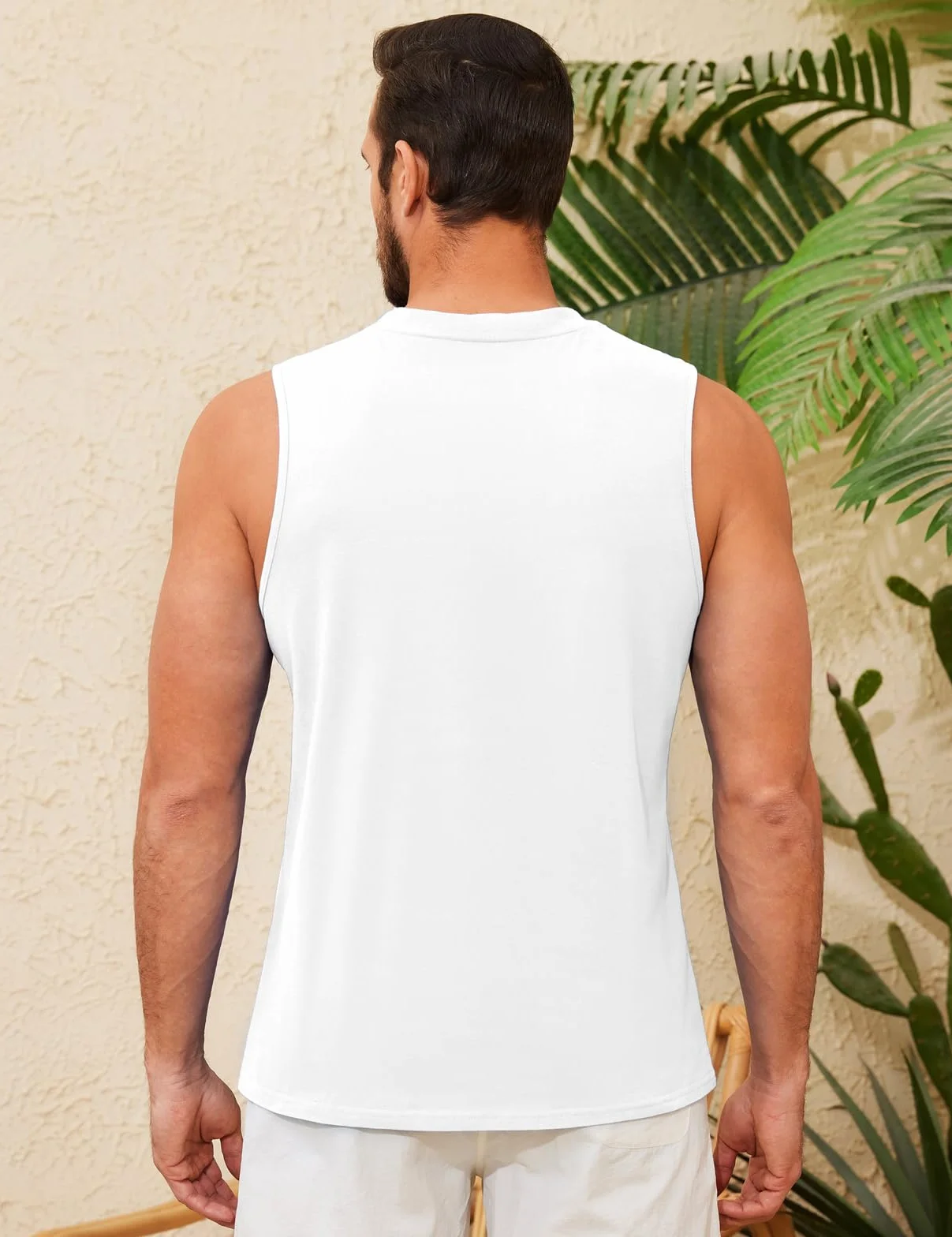 UMIPUBO Męska koszulka bez rękawów koszulka z okrągłym dekoltem nadruk tank top lato palma plaża wakacje męski na co dzień luźny lekki top