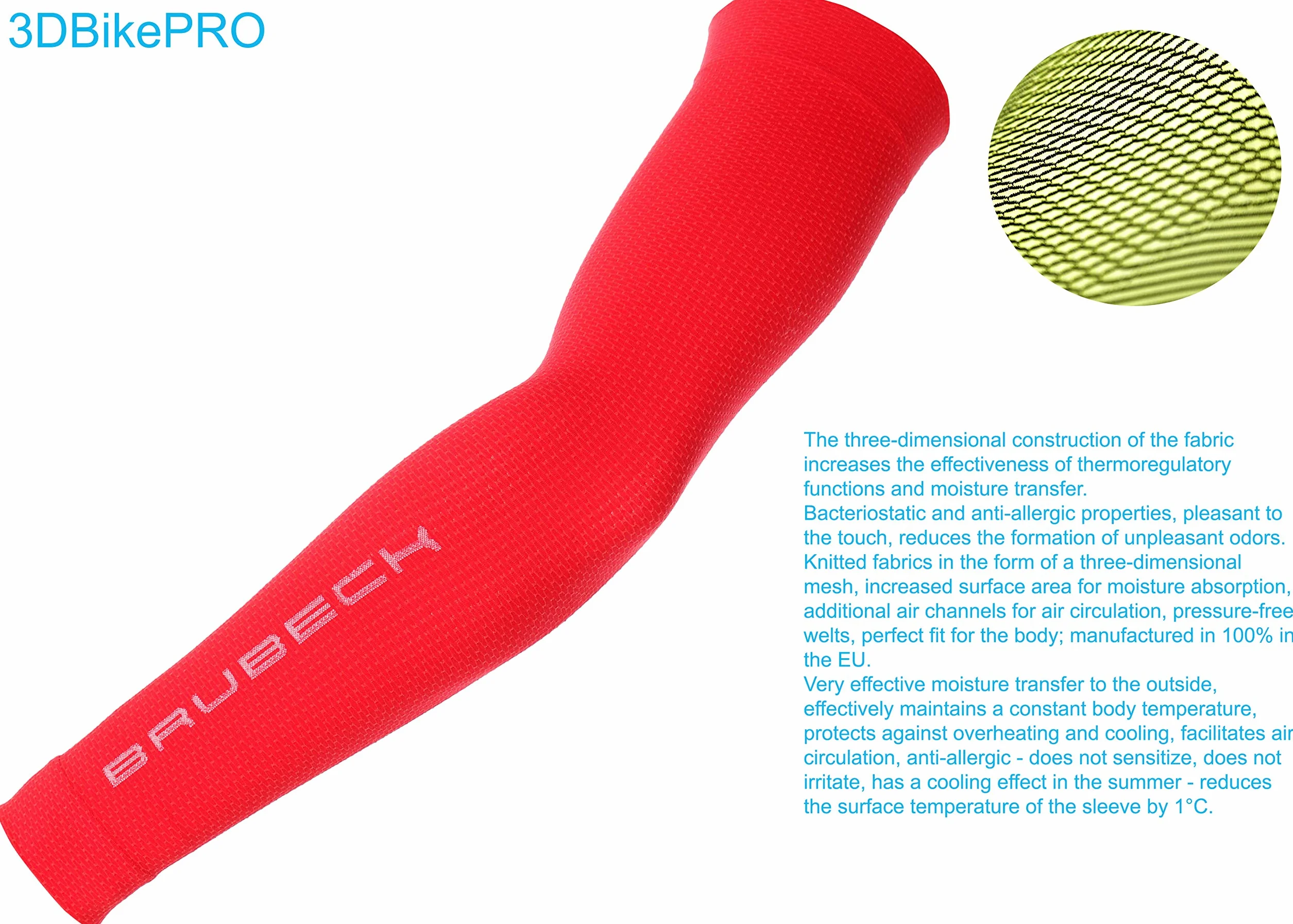 BRUBECK Rękawy, ochrona przed zimnem, jazda na rowerze, sport, bieganie, struktura 3D, SB10060