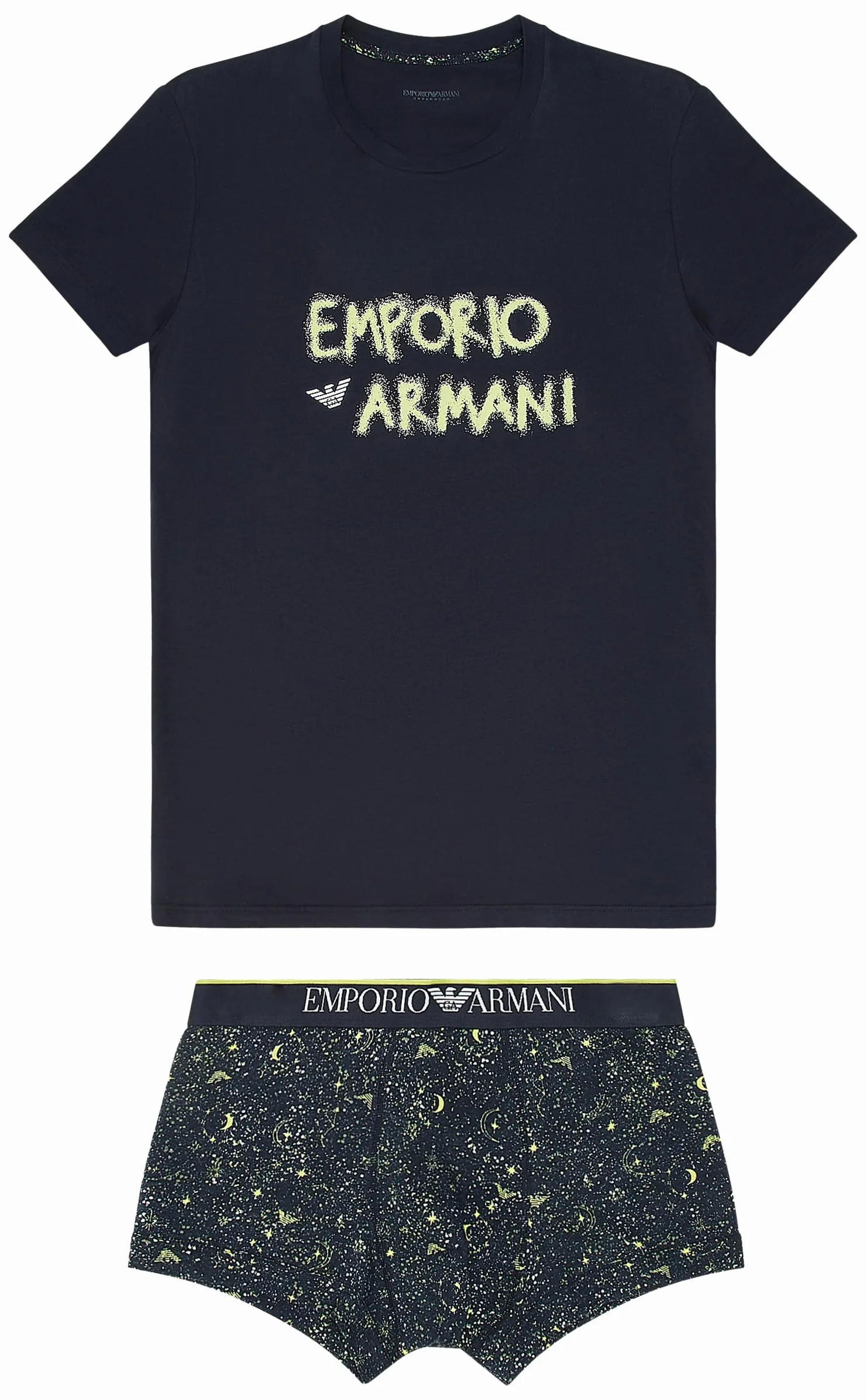 Emporio Armani Trunks Mężczyźni Christmas Stretch Cotton Crew Neck T-shirty + Trunk