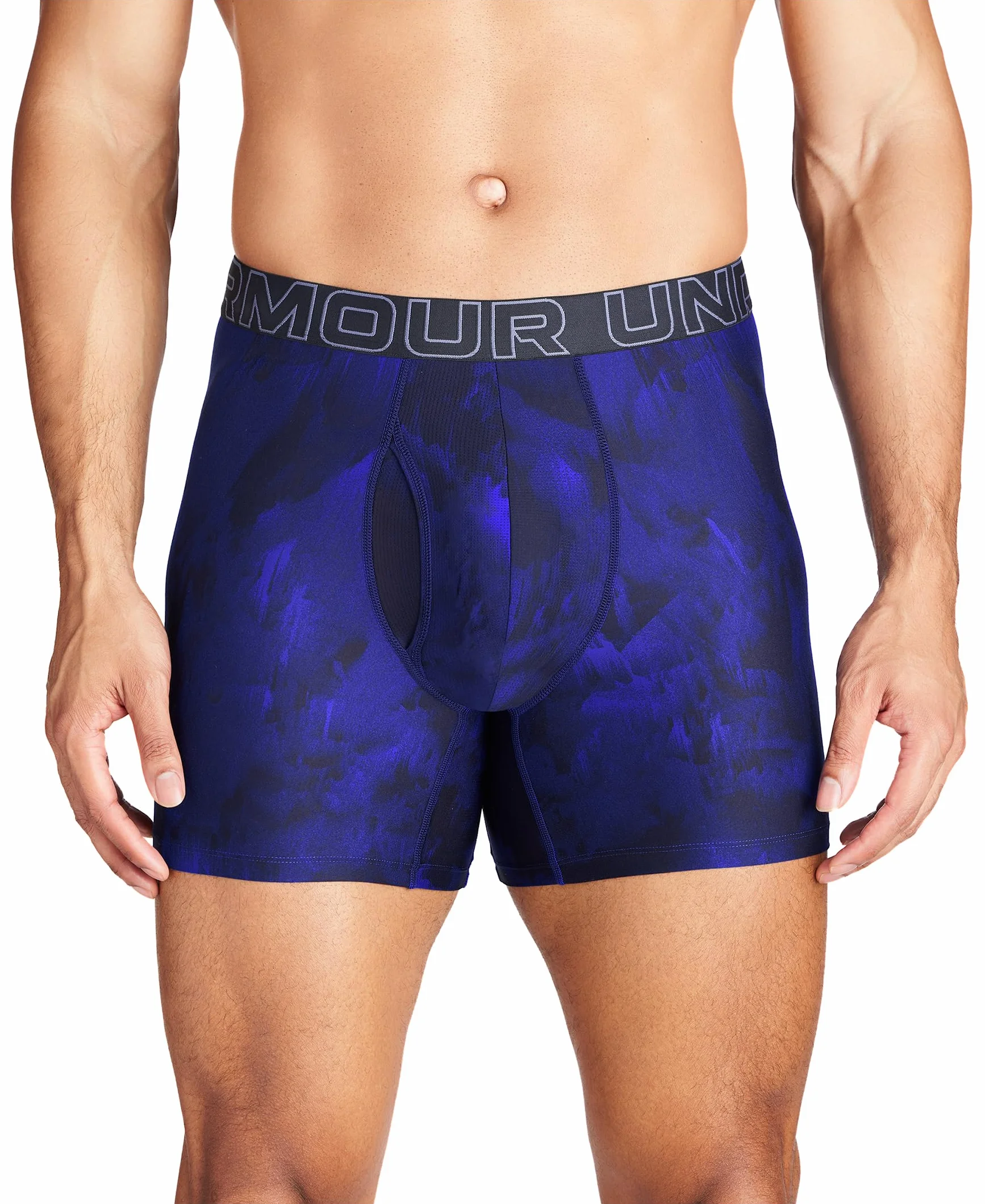 Under Armour Męskie Tech Mesh 15 cm Boxerjock 2-pak, Royal Windstream Print 3-pak, L
