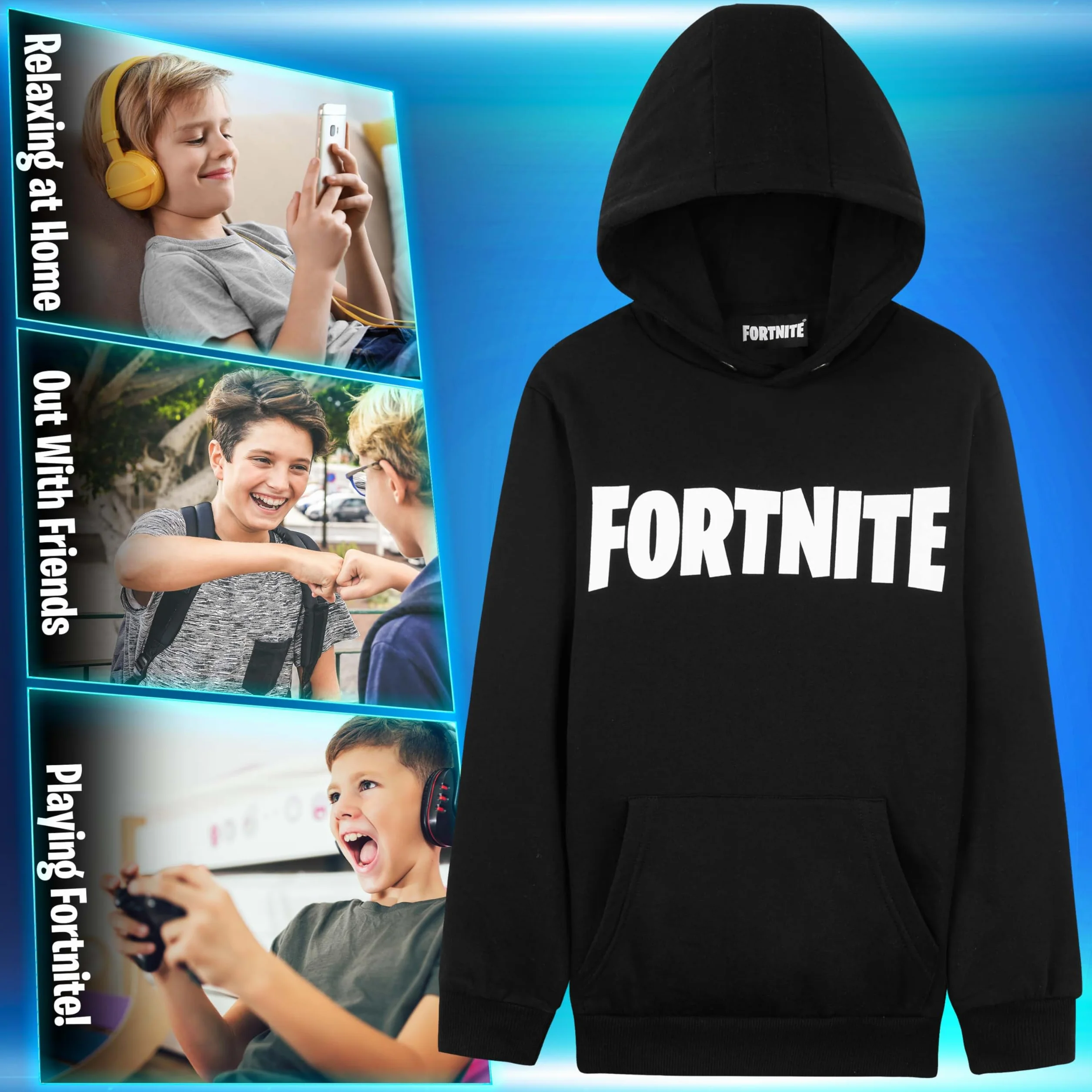 Fortnite Bluza z kapturem Chłopcy Fortnite Text-logo Jungen Kapuzenpulli Rosa