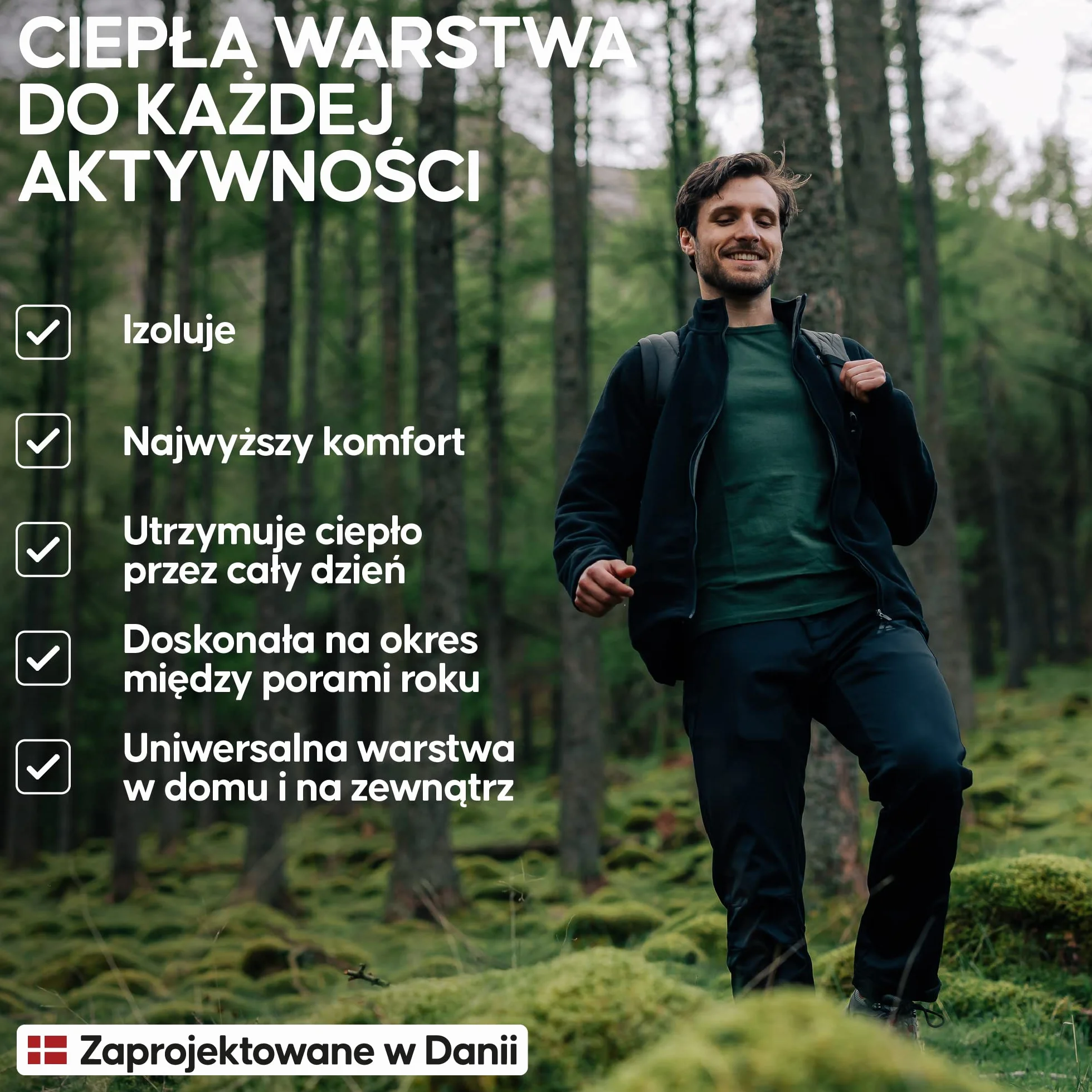 DANISH ENDURANCE Kurtka Polarowa Męska, Zimowa z Zamkiem Błyskawicznym, Outdoorowa, Trekkingowa, na Narty