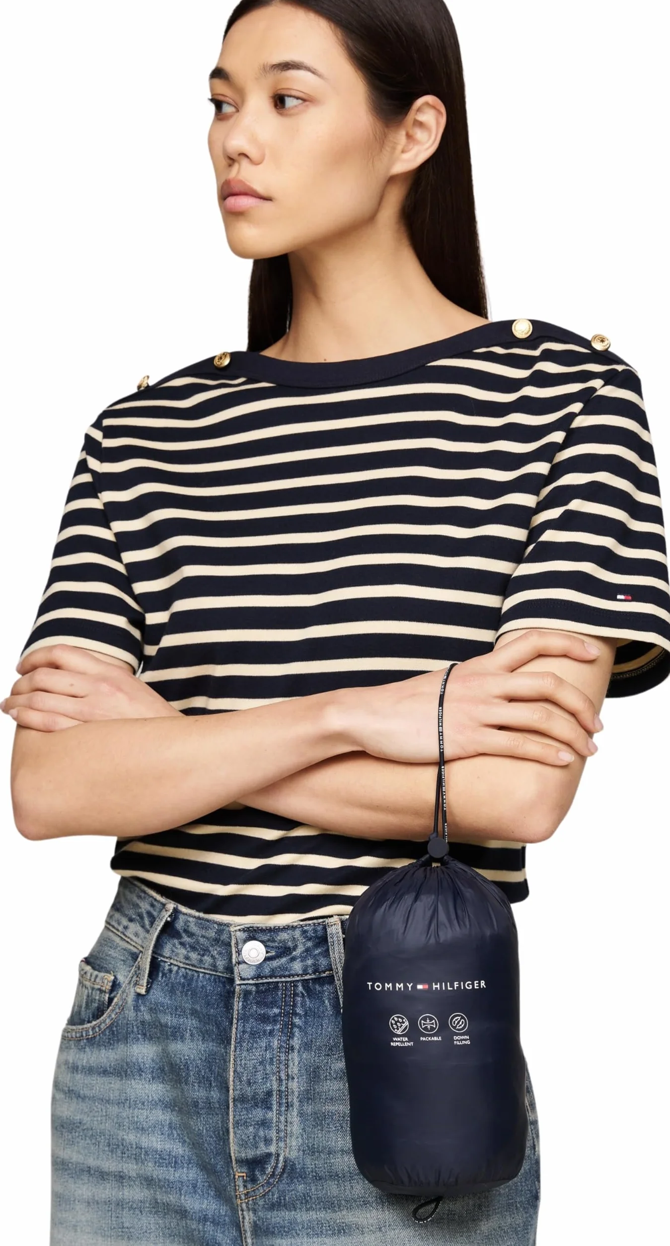 Tommy Hilfiger Kurtka puchowa Kobiety Lw Down Pikowana Bez Kołnierza Jkt Ww0ww43215