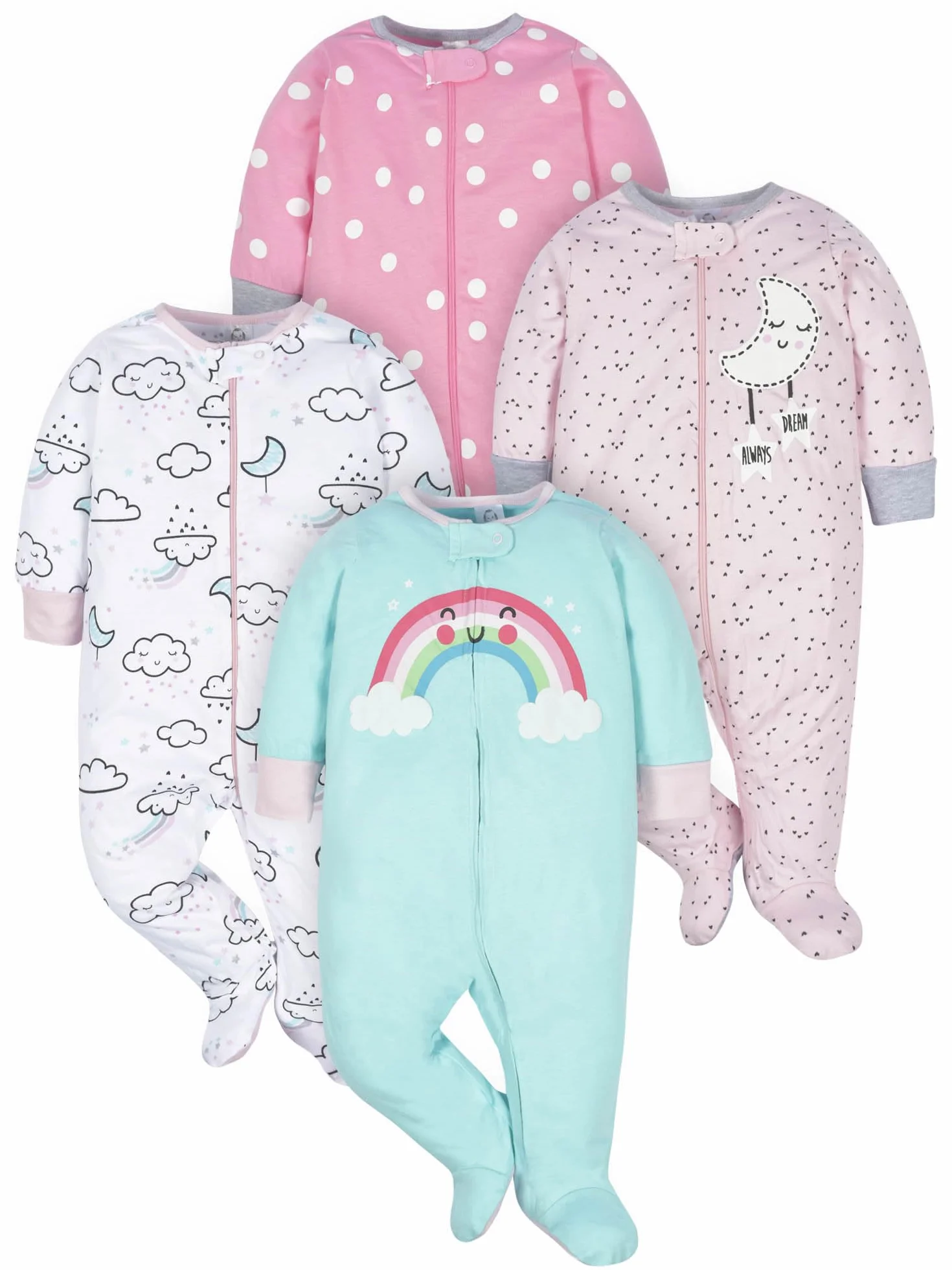 Gerber Kapcie dla niemowlęcia/dziecka Niemowlęta - dziewczynki 4 Pack Sleep 'N Play Footie