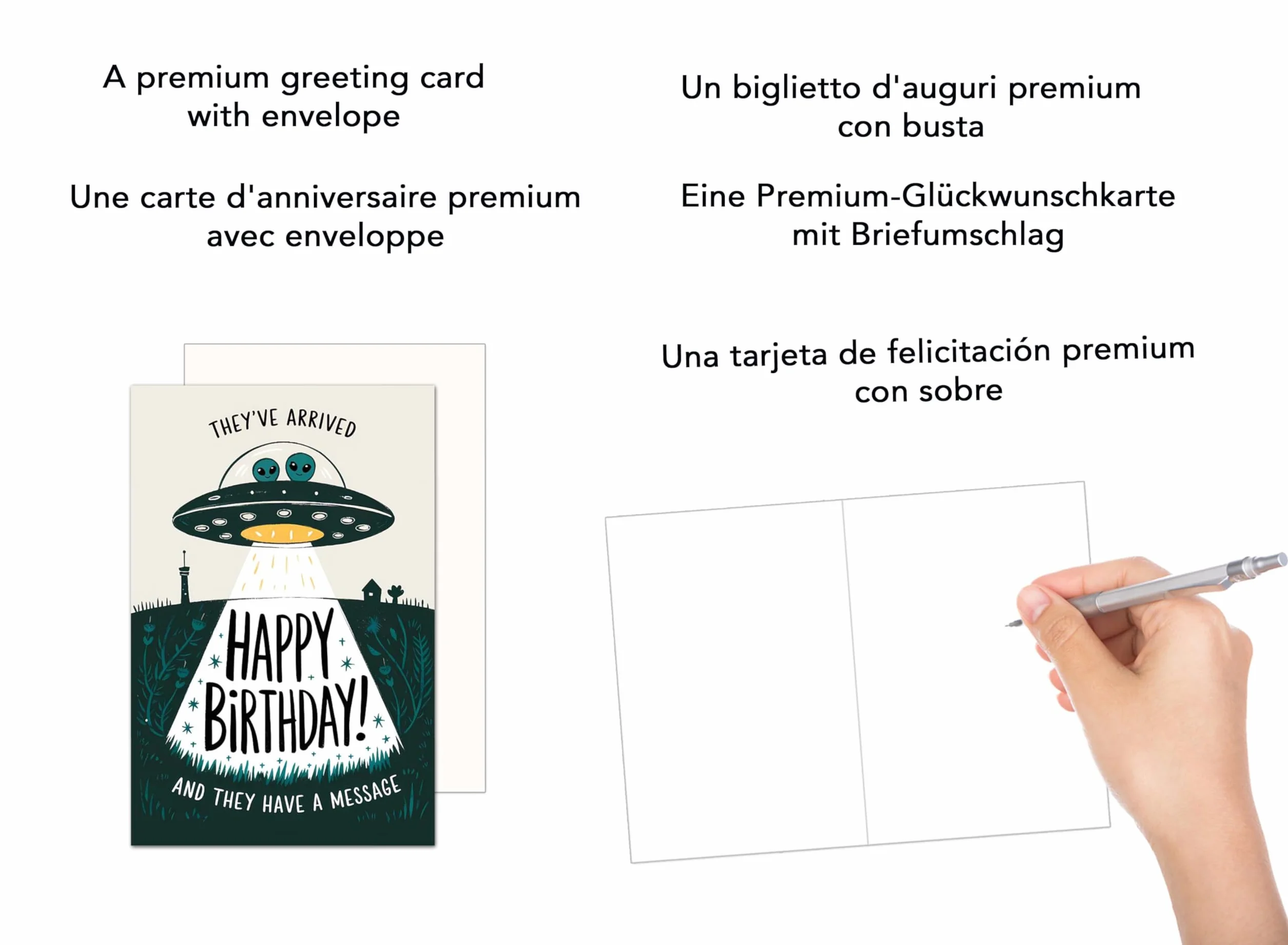 Edition Seidel Kartka urodzinowa premium z kopertą. Kartka z życzeniami urodzinowymi Happy Birthday, mężczyzna, żona, przyjaciela, dziewczyny, UFO, śmieszny humor (G3783 SW025)