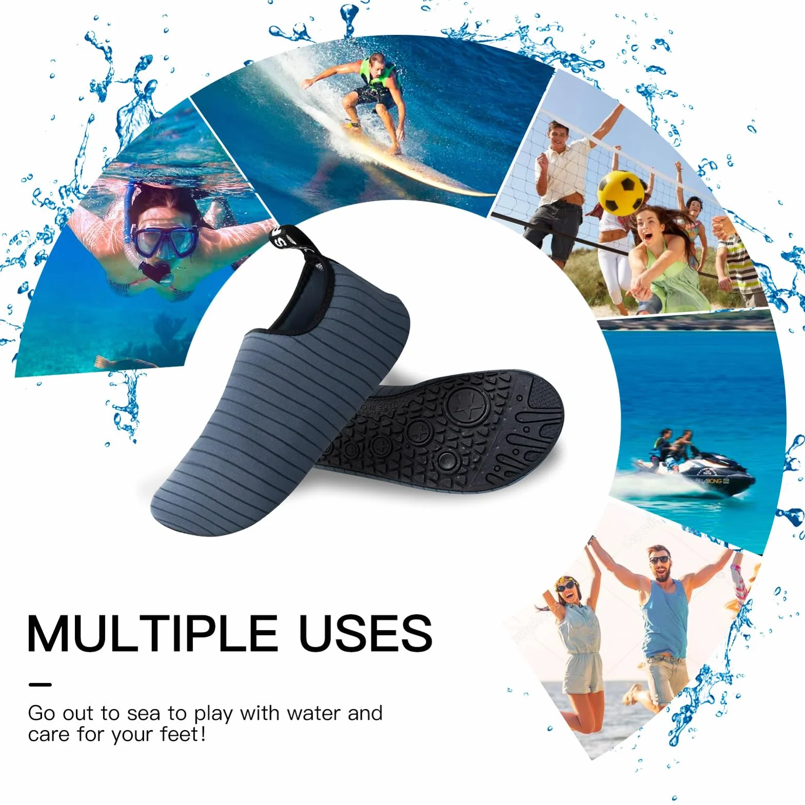 COONE Buty do wody dla mężczyzn i kobiet, bose stopy, suche skarpetki do wody, basen, plaża rzeczna, surfing na świeżym powietrzu, praktyka jogi