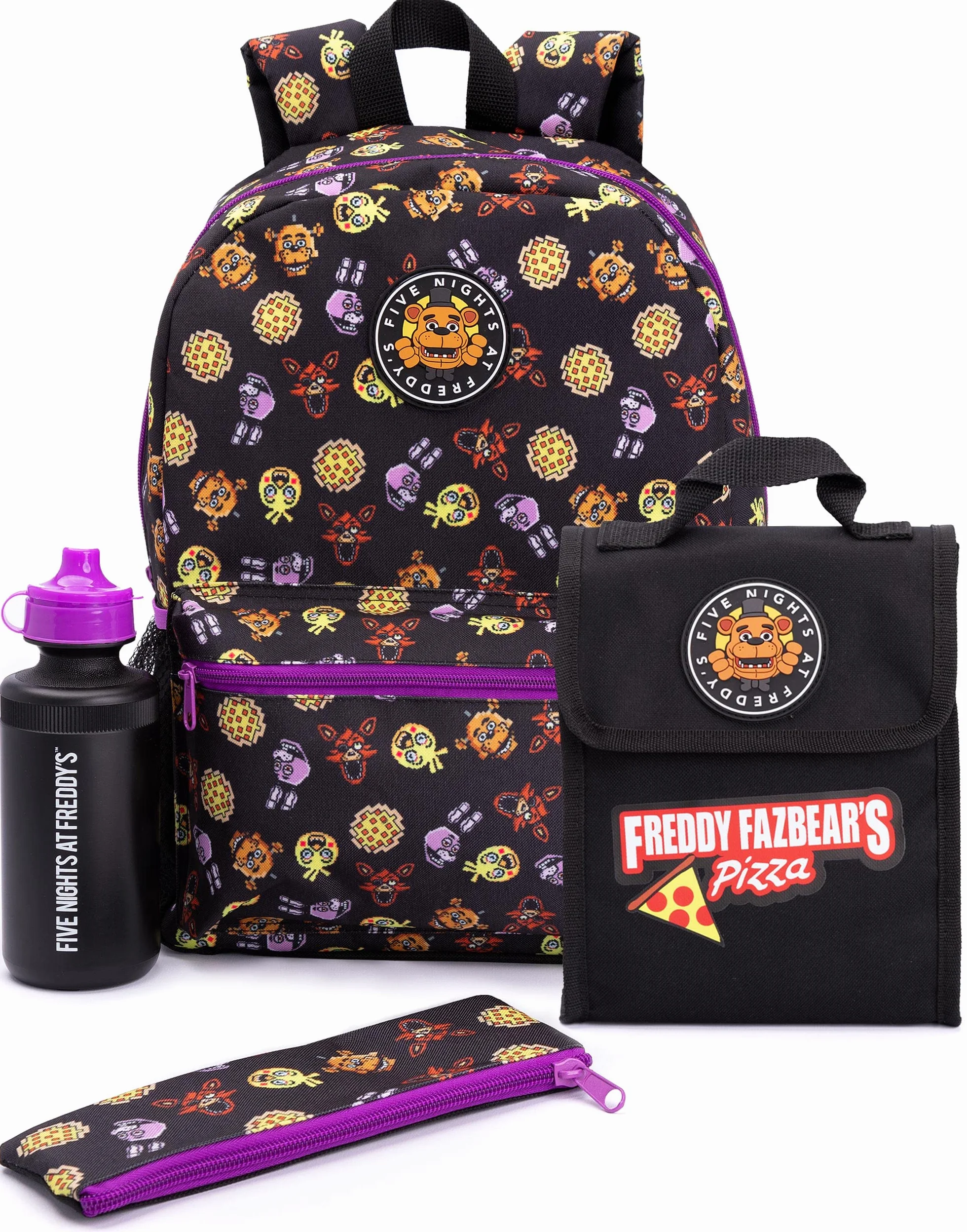 Pięć nocy w Freddys Plecak Ustawia dzieci 4 sztuki Box Lunch Box Butelka Jeden Rozmiar