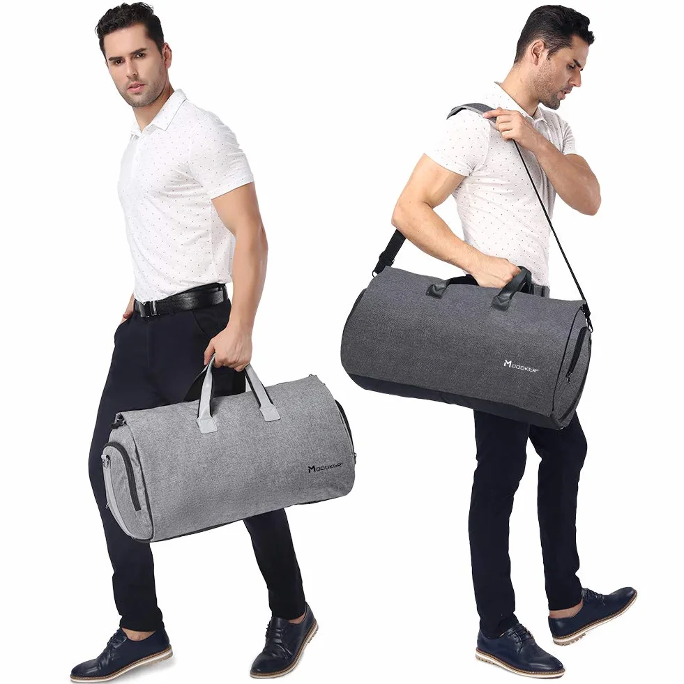Torba na ubrania z paskiem na ramię, Modoker torba sportowa dla mężczyzn i kobiet, 2 w 1, wisząca walizka, garnitur, torby podróżne, Czarny, 45L DUFFEL BAG, Miękki