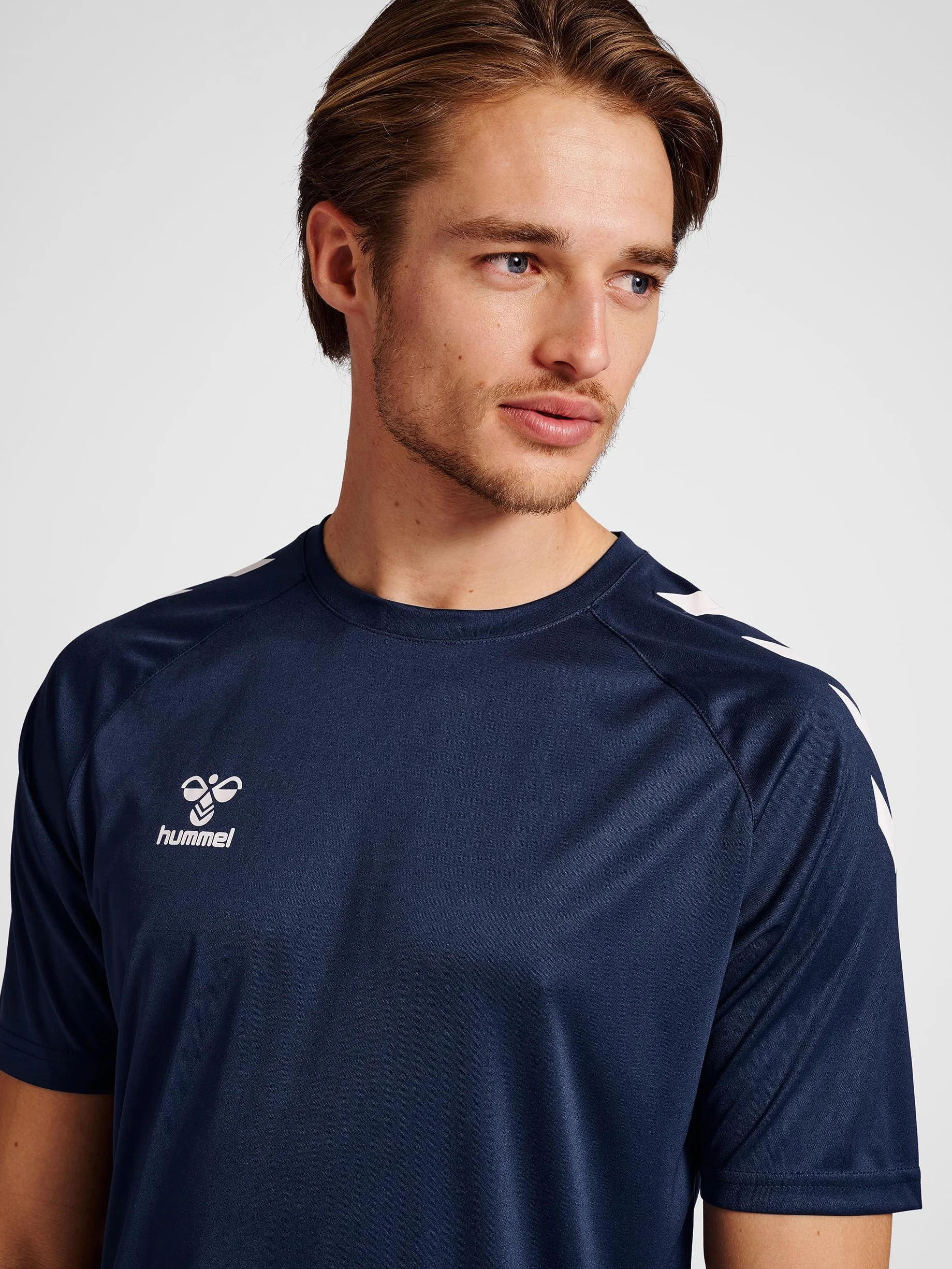 hummel T-shirt biały niebieski, L męski