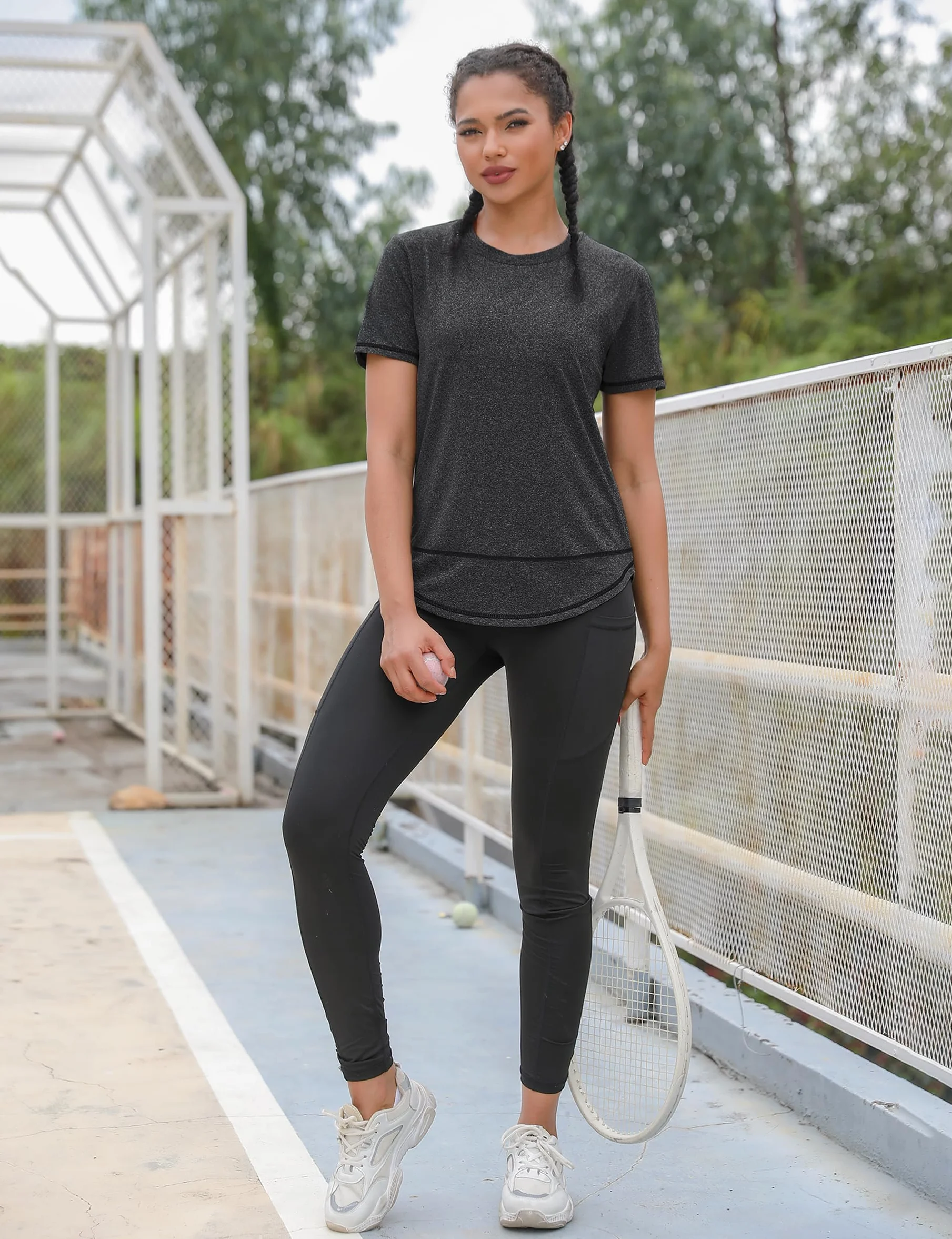 Litherday Damska koszulka sportowa koszula do jogi z długim rękawem topy bluza damska tenis damski t-shirt fitness odzież gimnastyczna damska