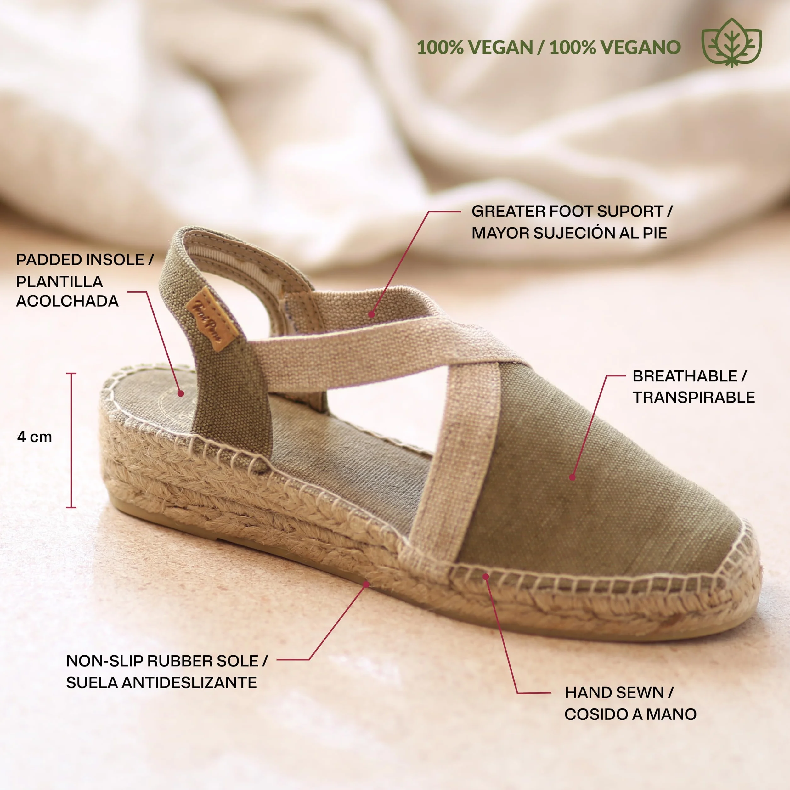 TONI PONS VERDI-V - Vegan wedge espadrille for women by Toni Pons made of cotton fabric.