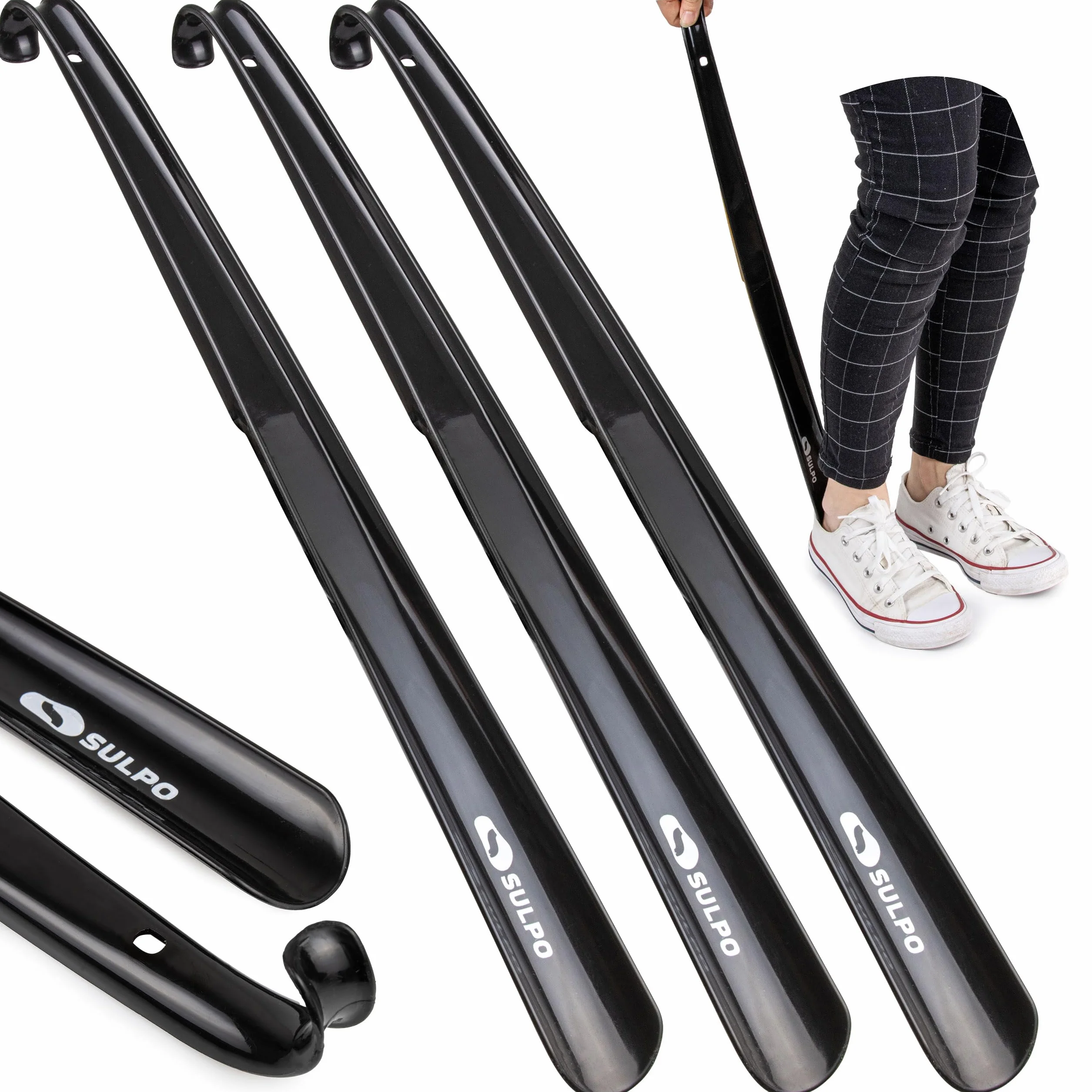 SULPO Łyżka do butów długa 58 cm, 3 sztuki, plastikowa, stabilna i elastyczna, z otworem do zawieszenia