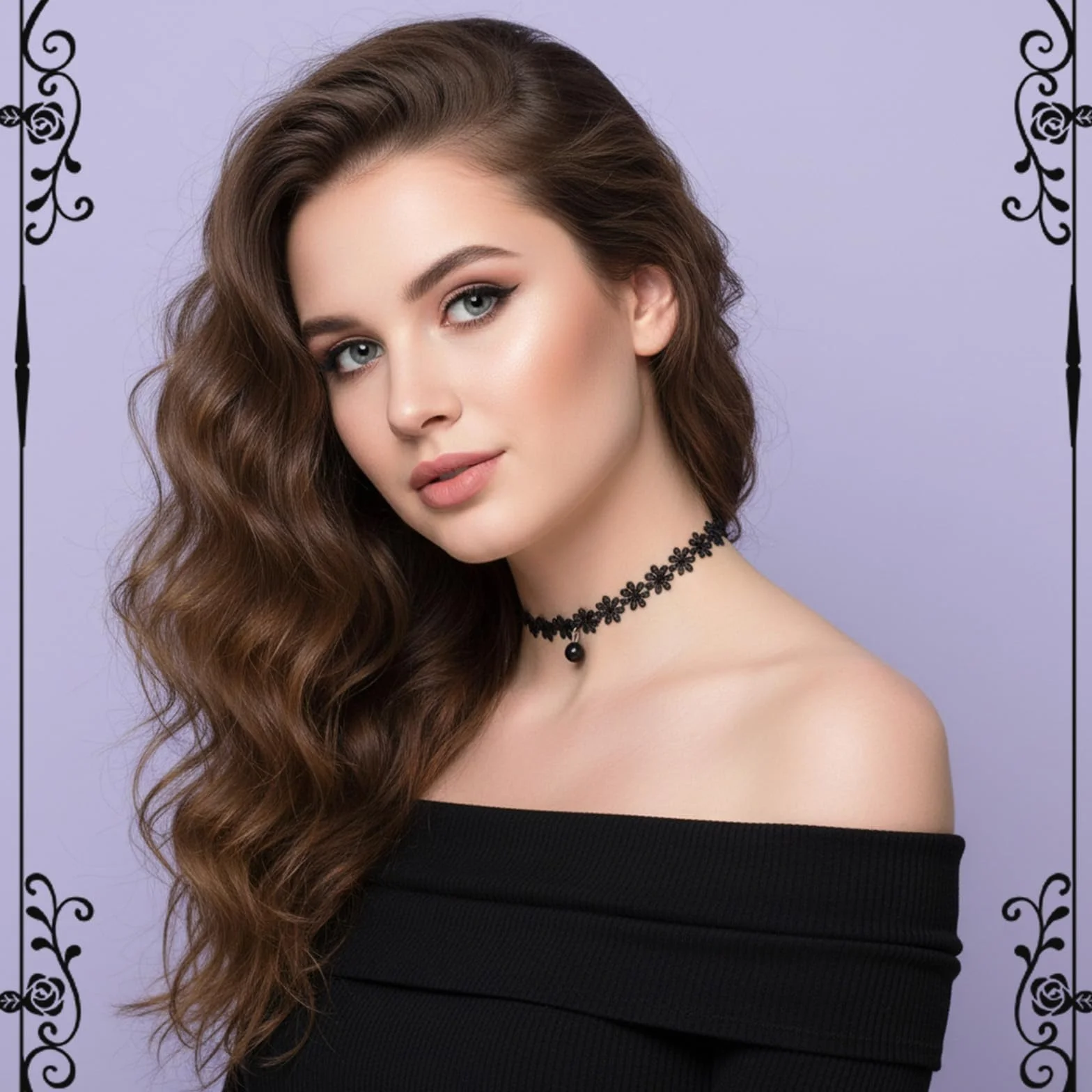 Nogeqi 6 czarnych naszyjników damskich typu choker, regulowany, czarny, aksamitny, gotycka biżuteria, akcesoria gotyckie, klasyczne czarne koronkowe naszyjniki dla kobiet i dziewcząt, do tańca, na