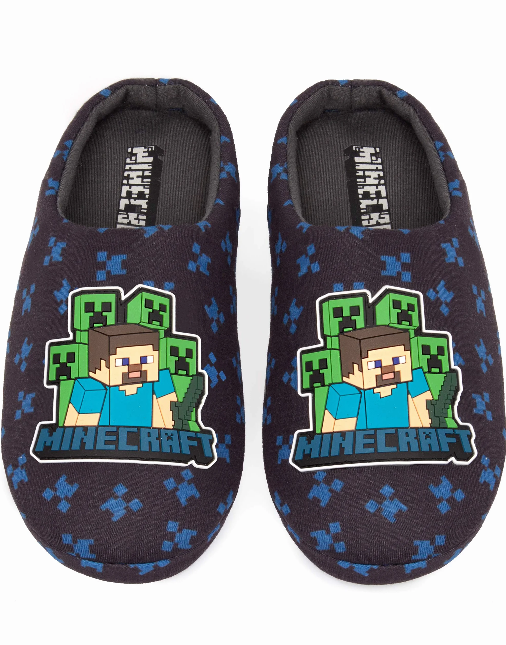 Minecraft Slippers Dziecięce Niebieskie Creeper Vs Zombie Tnt Dom Buty