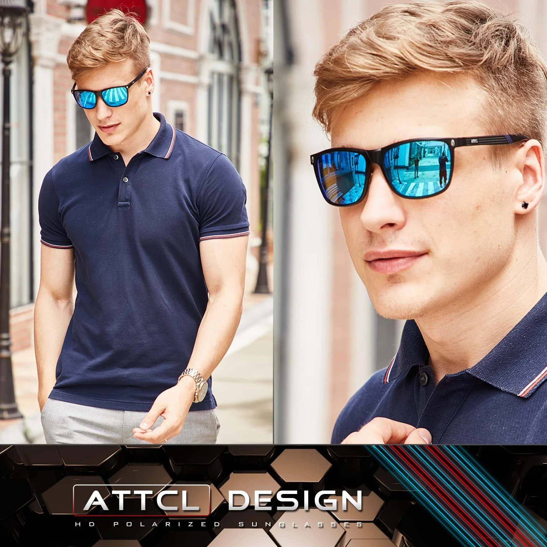 ATTCL Sportowe polaryzacyjne okulary przeciws?oneczne dla m??czyzn kobiet w?dkarstwo jazda golf kolarstwo metalowa rama