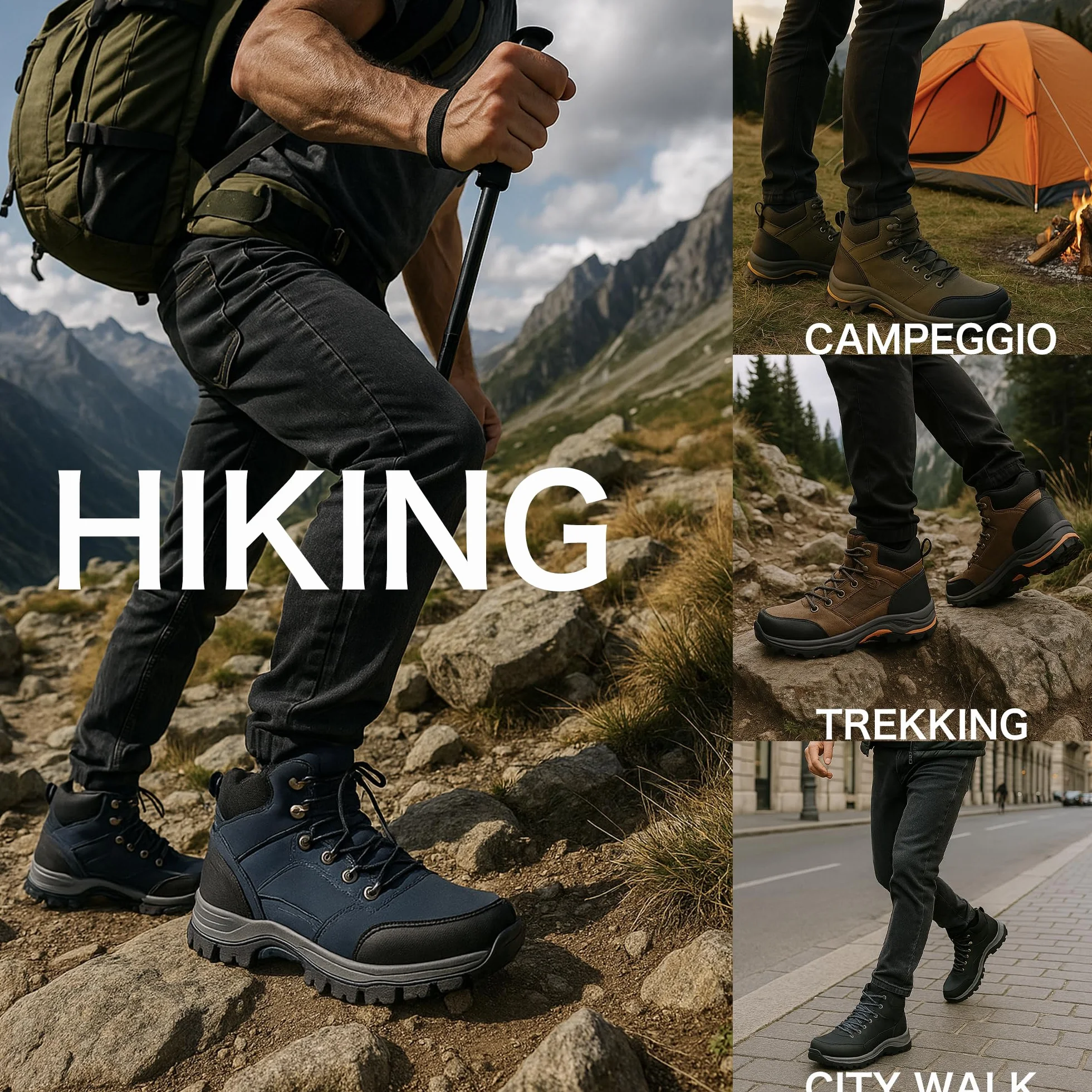 JOMIX Męskie buty trekkingowe, wodoszczelne, antypoślizgowe, wysokie do kostki, buty trekkingowe