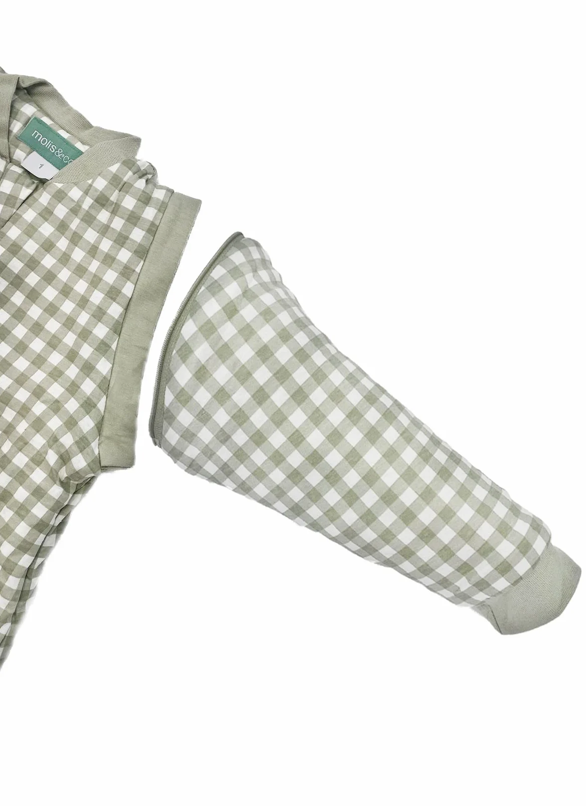 molis&co. Piżama Koc z odpinanymi rękawami, antypoślizgowe skarpetki, TOG 2.5 Mint Tea, 100% bawełna, certyfikowany 100%, certyfikat TEX 100, 1 rok