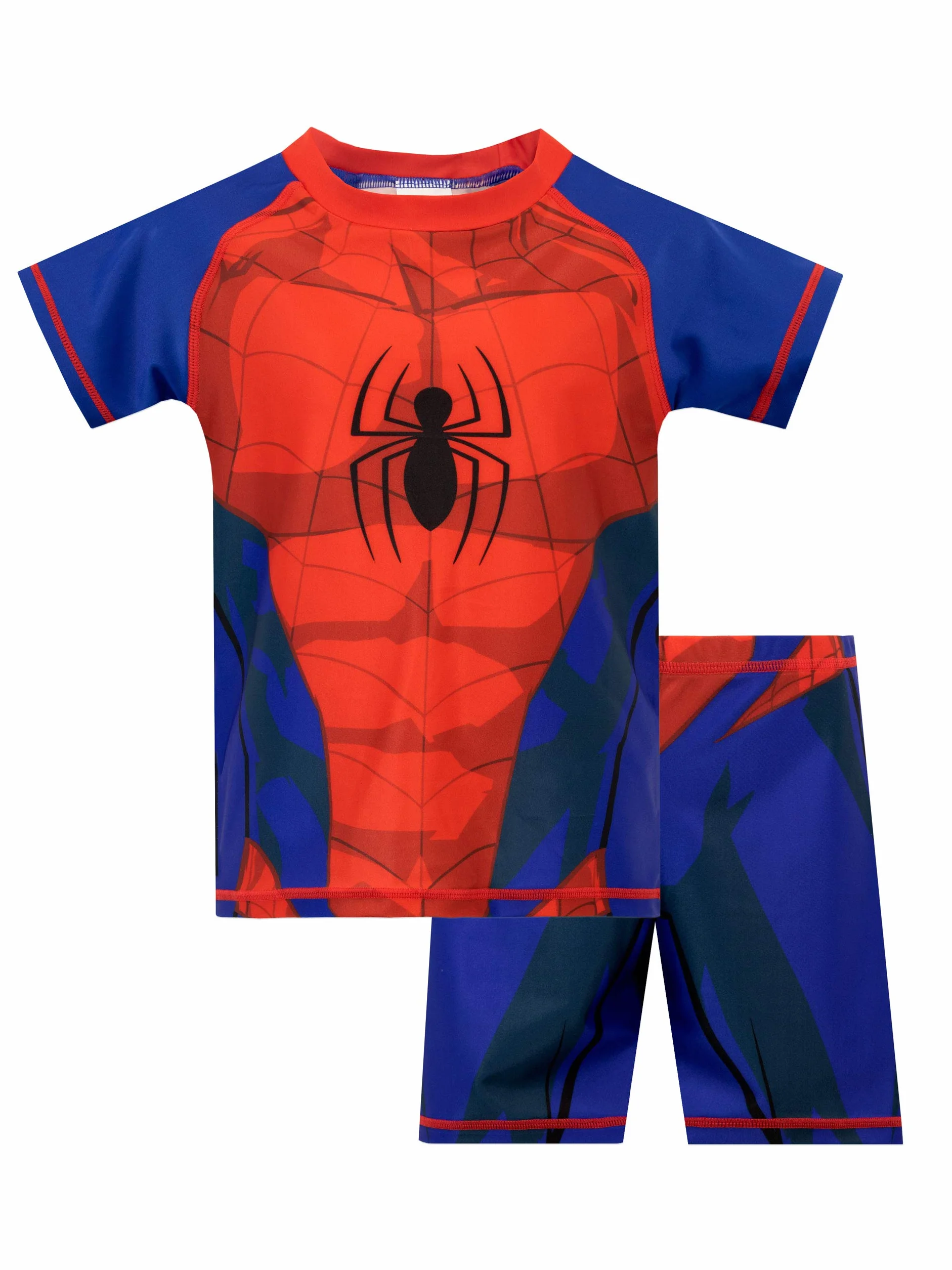 Marvel Spiderman kostium kąpielowy dla chłopców | dwuczęściowy strój kąpielowy dla chłopców | koszulka i kąpielówki dla chłopców | oficjalny produkt Spiderman