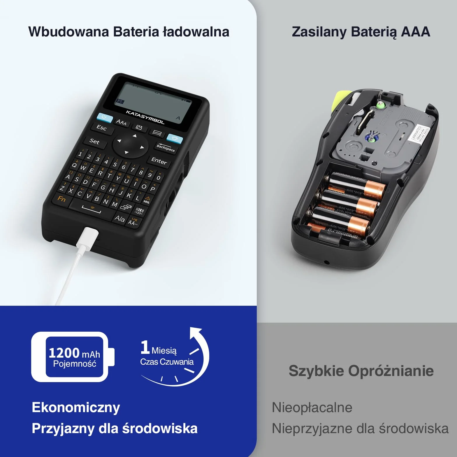 SUPVAN E11 Drukarka Etykiet Bluetooth Przenośna, Akumulatorowa, Kompatybilna z Klawiaturą i Aplikacją, Zawiera Etykiety Samoprzylepne, do Domu, Biura i Szkoły