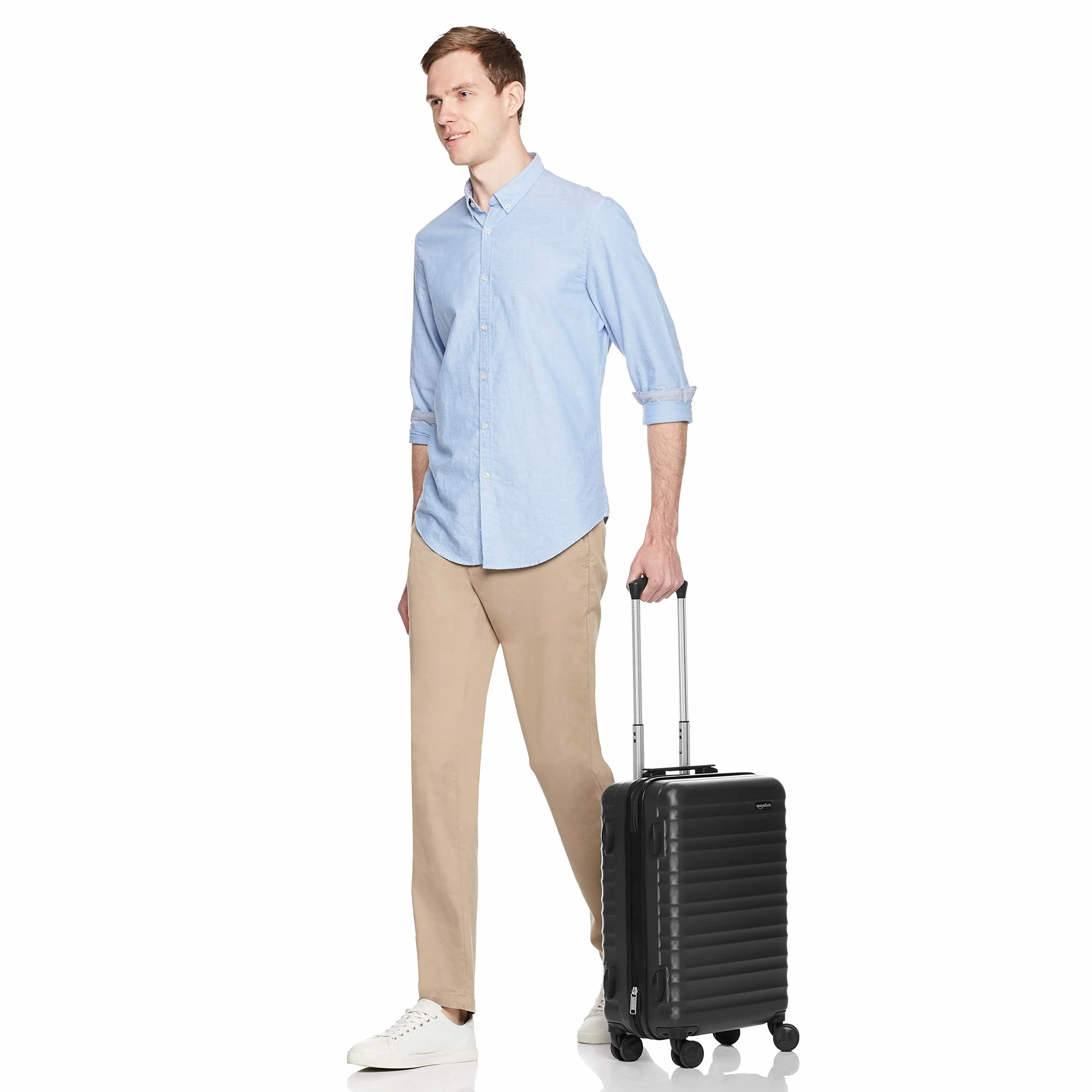 Amazon Basics Walizka Kabinowa Twarda - Bagaż Podręczny ABS Zatwierdzony dla Ryanair - Odporna na Zarysowania i Lekka - 55 x 40 x 20cm - Czarny